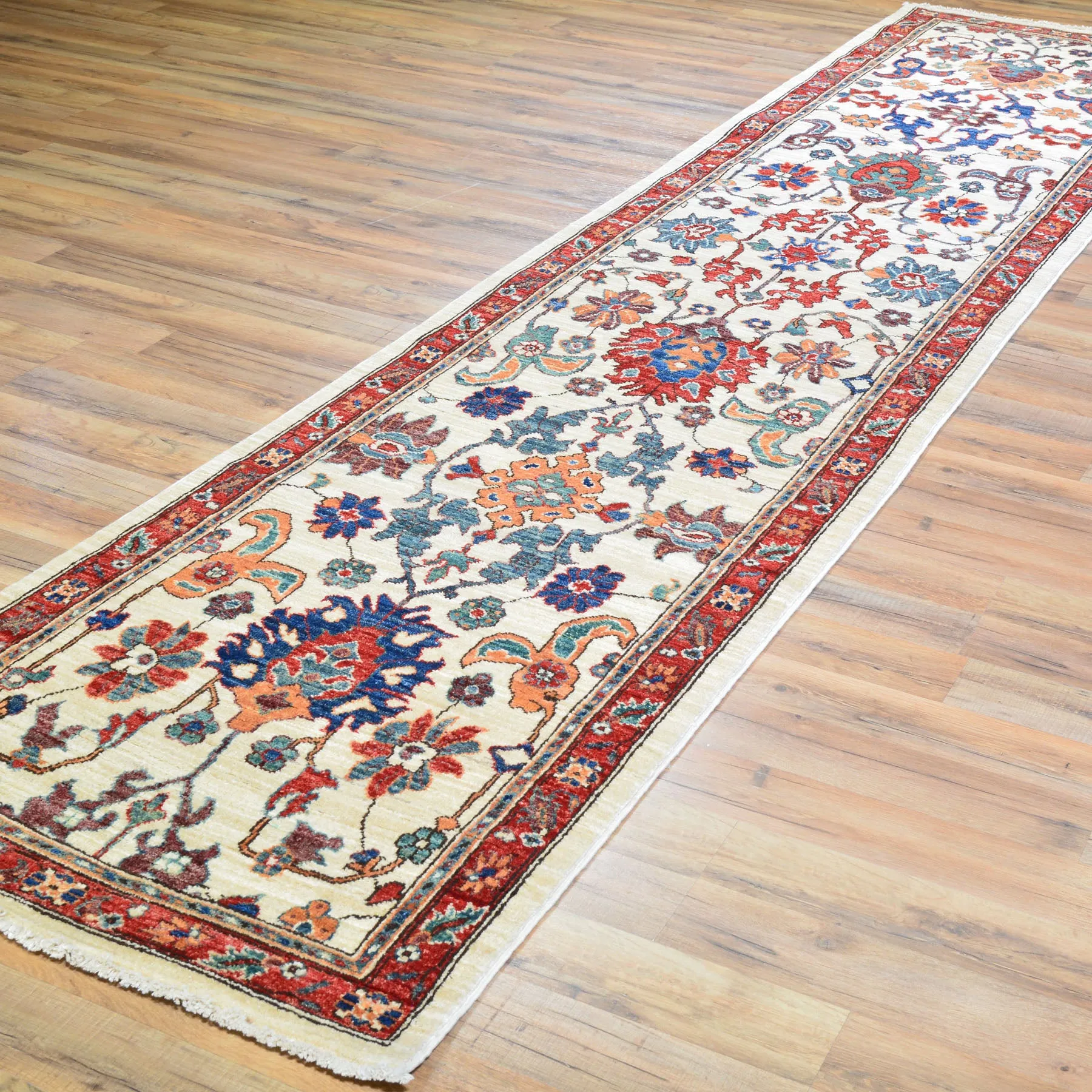 Hand-Knotted Fine Peshawar Chobi Design 100% Wool Rug (Size 2.5 X 11.8) Brrsf-1824