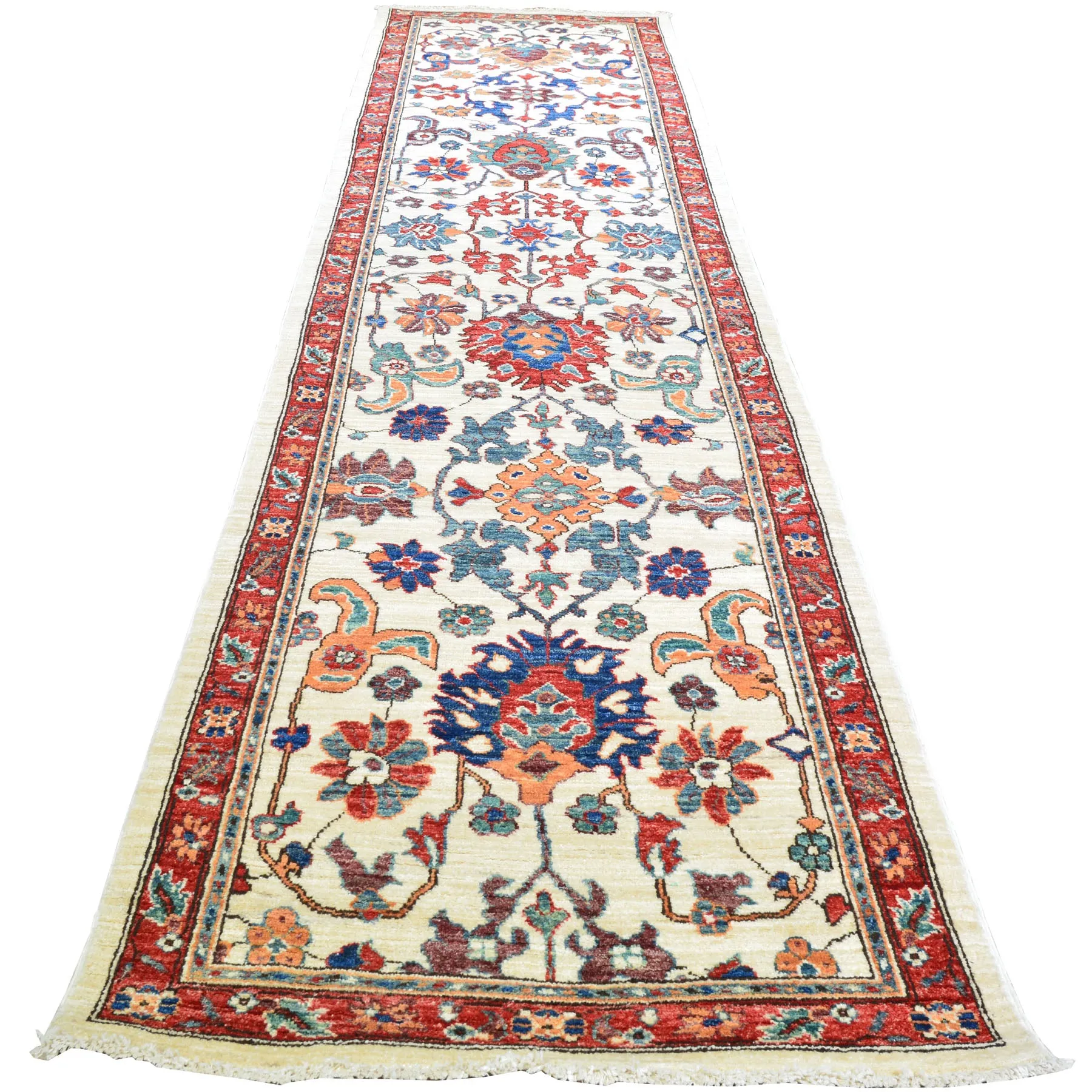 Hand-Knotted Fine Peshawar Chobi Design 100% Wool Rug (Size 2.5 X 11.8) Brrsf-1824