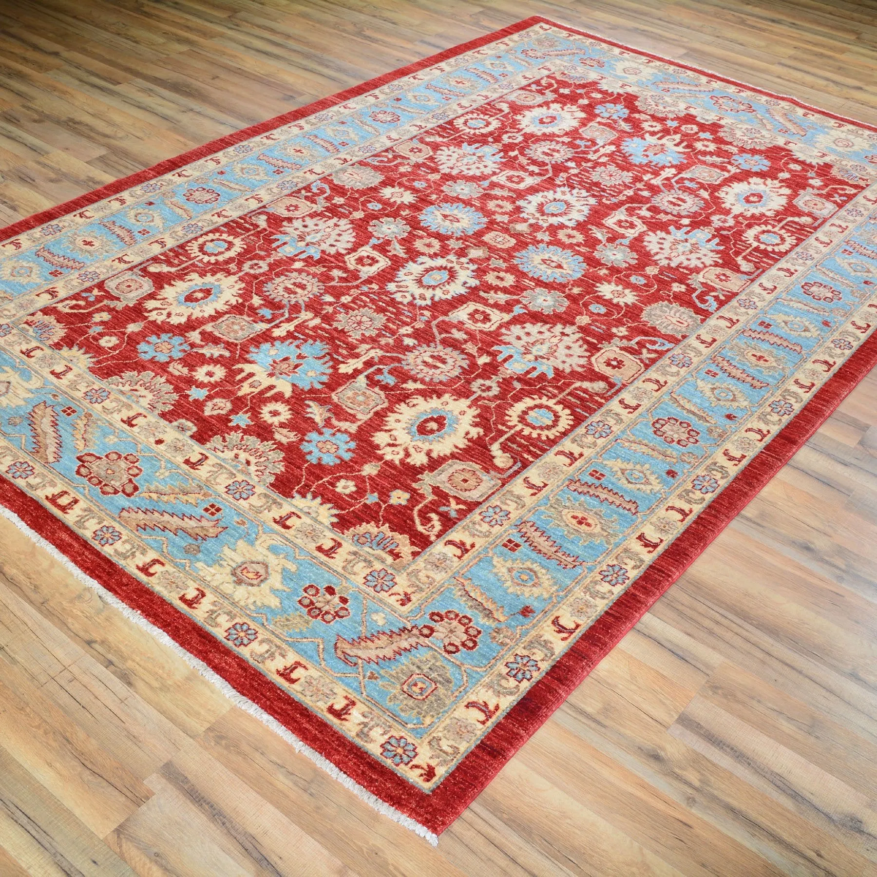 Hand-Knotted Fine Peshawar Chobi Wool Oushak Design Rug (Size 6.0 X 9.0) Brral-309