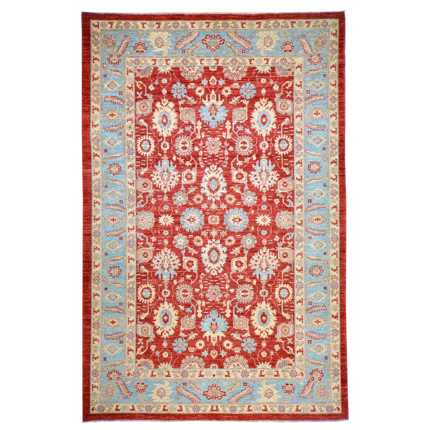 Hand-Knotted Fine Peshawar Chobi Wool Oushak Design Rug (Size 6.0 X 9.0) Brral-309