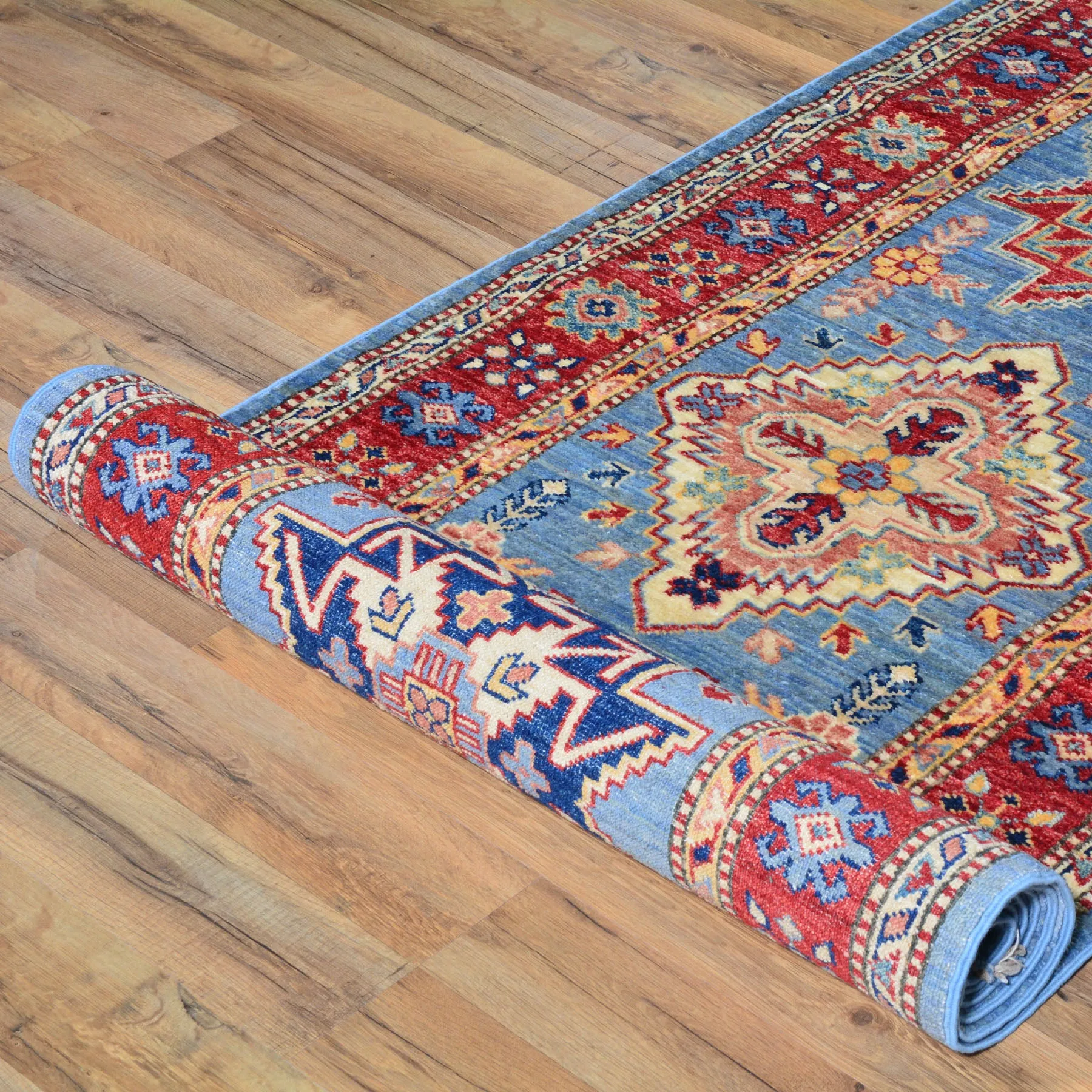 Hand-Knotted Fine Super Kazak Caucasian Design 100% Wool Rug (Size 2.8 X 17.2) Brrsf-1854