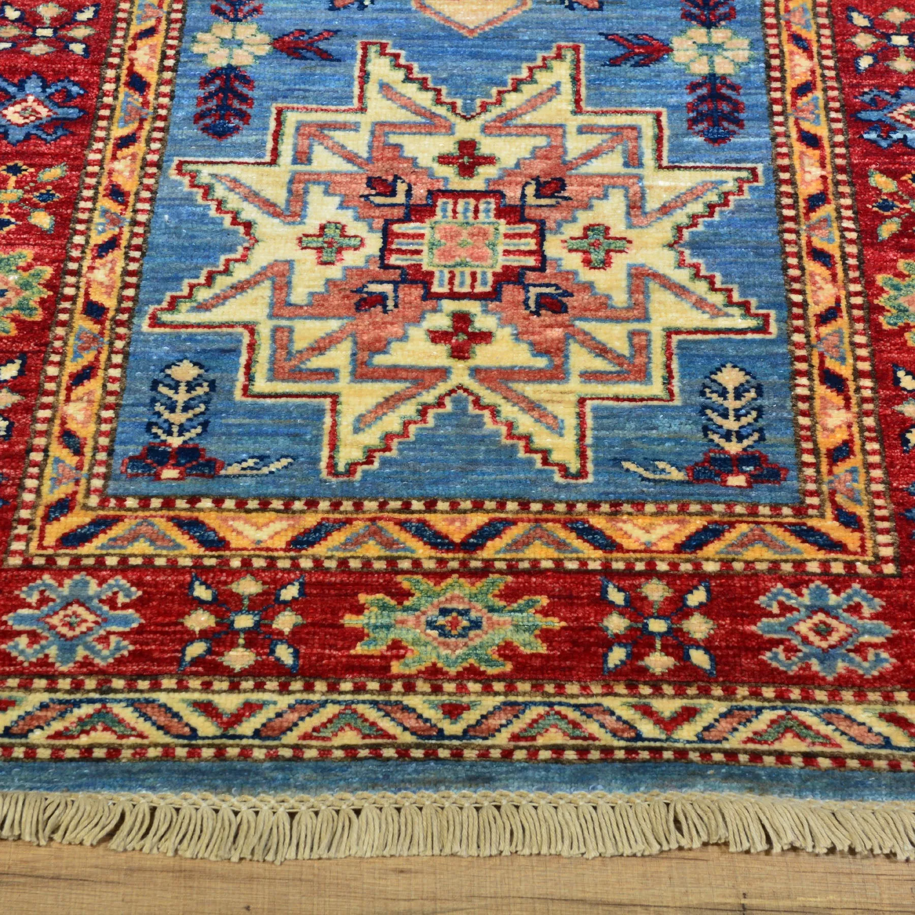 Hand-Knotted Fine Super Kazak Caucasian Design 100% Wool Rug (Size 2.8 X 17.2) Brrsf-1854