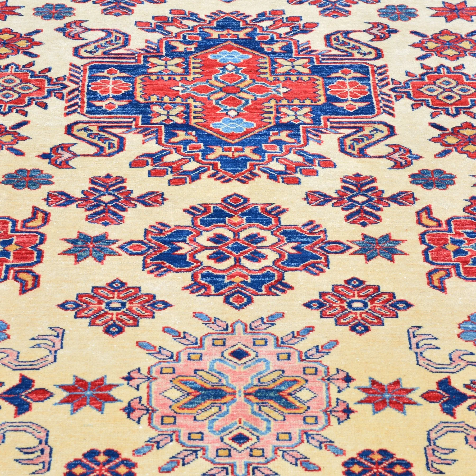 Hand-Knotted Fine Super Kazak Caucasian Design Wool Rug (Size 5.0 X 7.4) Brral-675