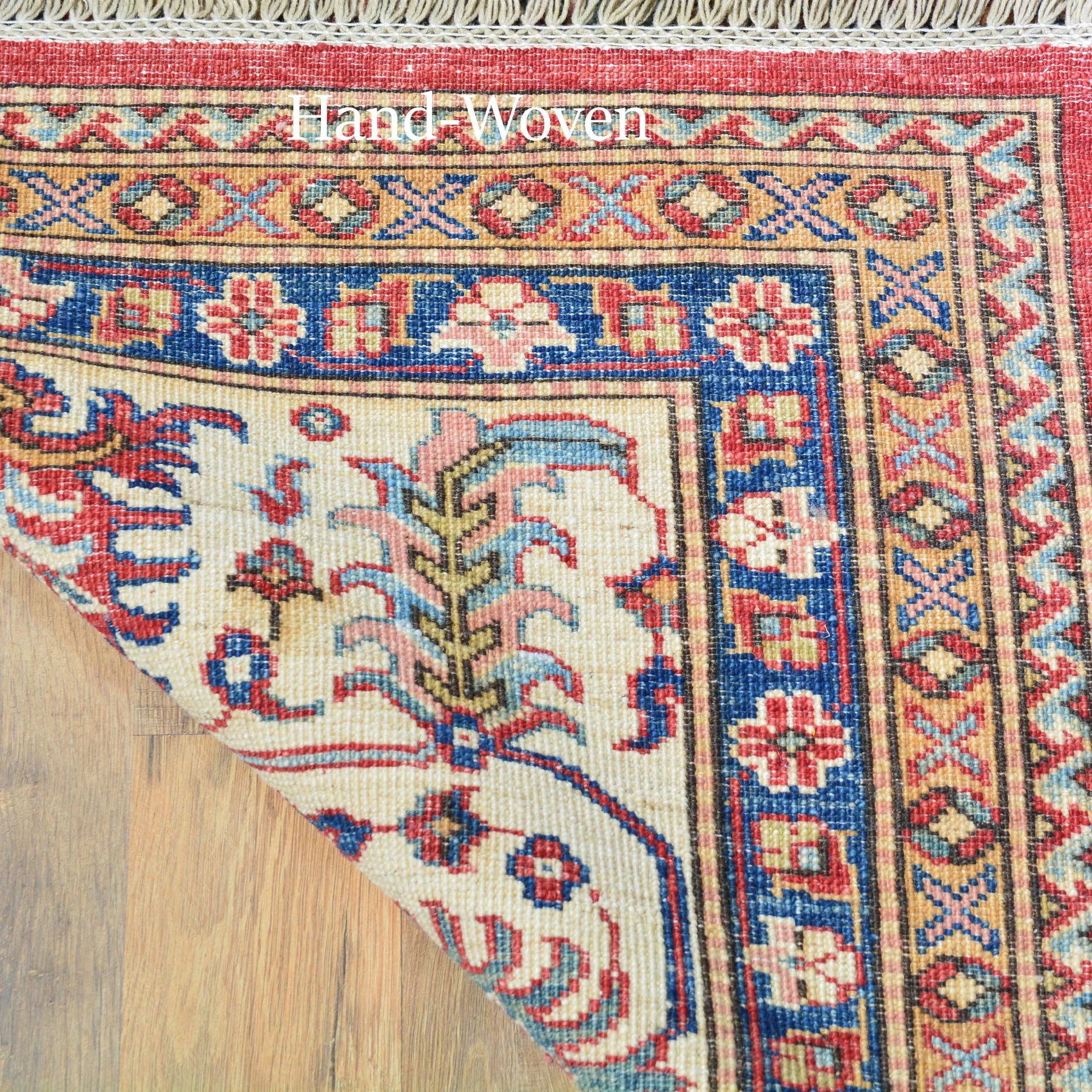 Hand-Knotted Fine Super Kazak Caucasian Design Wool Rug (Size 9.11 X 13.6) Brral-5568