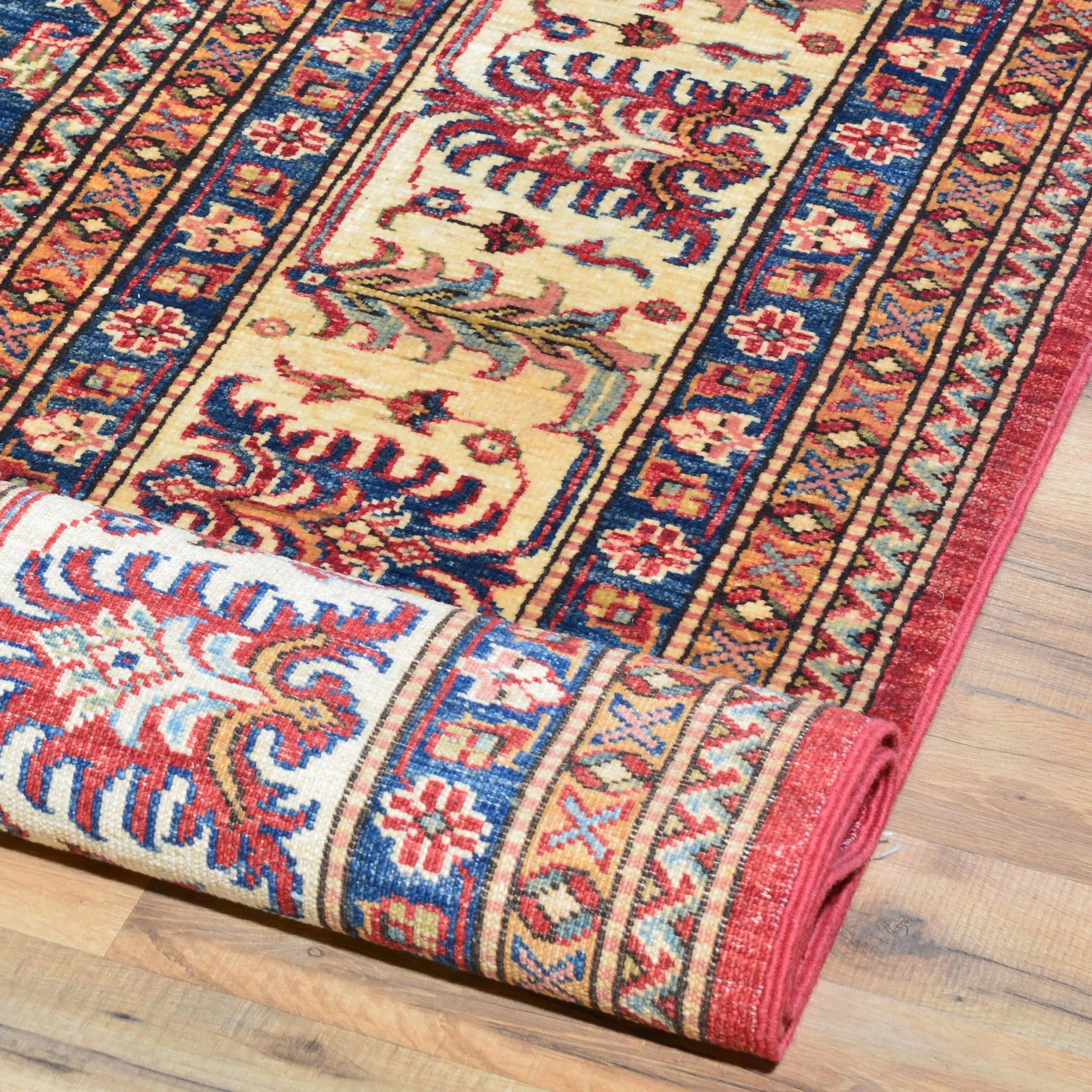 Hand-Knotted Fine Super Kazak Caucasian Design Wool Rug (Size 9.11 X 13.6) Brral-5568