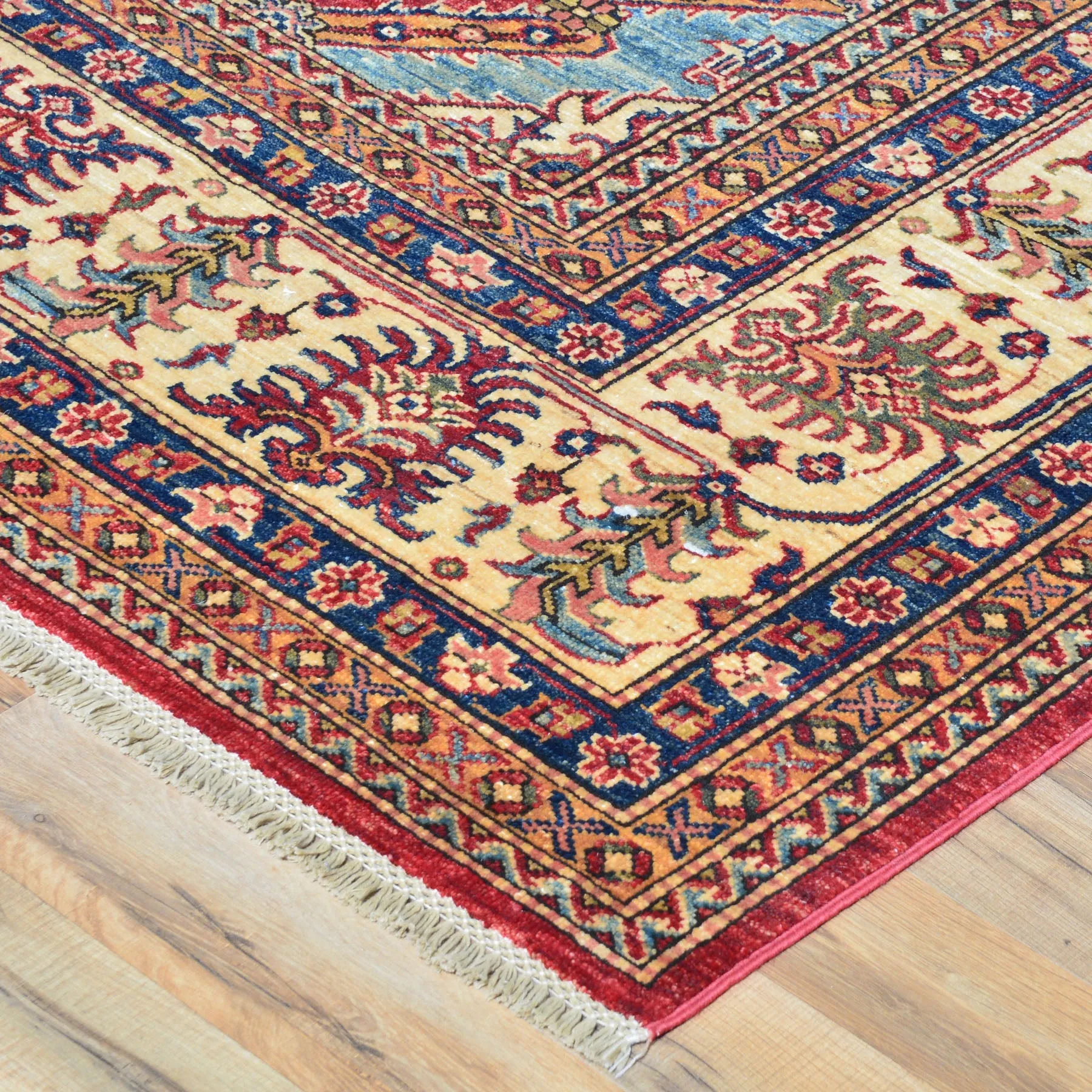 Hand-Knotted Fine Super Kazak Caucasian Design Wool Rug (Size 9.11 X 13.6) Brral-5568