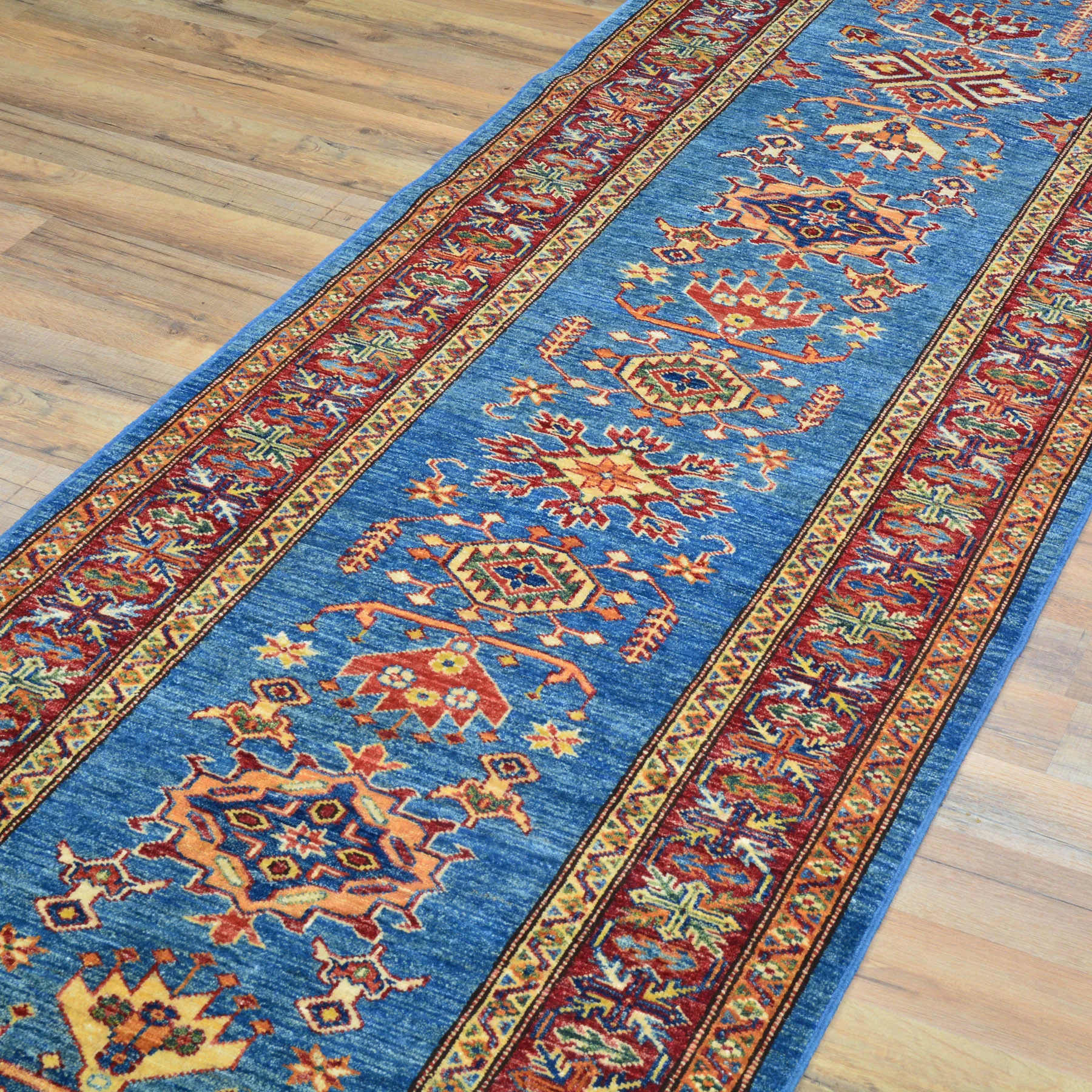 Hand-Knotted Fine Super Kazak Tribal Handmade 100% Wool Rug (Size 2.9 X 12.10) Cwral-4494