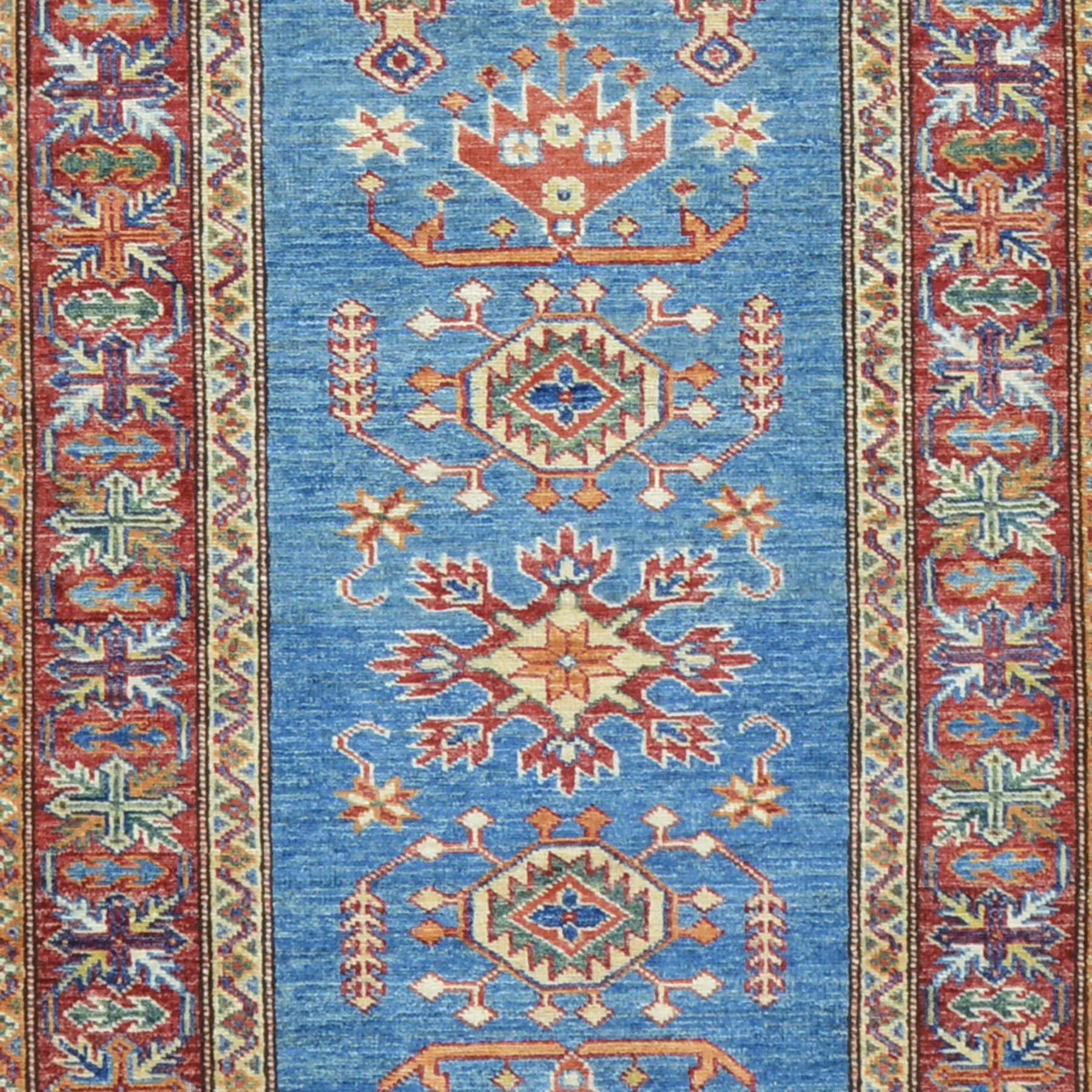 Hand-Knotted Fine Super Kazak Tribal Handmade 100% Wool Rug (Size 2.9 X 12.10) Cwral-4494