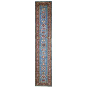 Hand-Knotted Fine Super Kazak Tribal Handmade 100% Wool Rug (Size 2.9 X 12.10) Cwral-4494