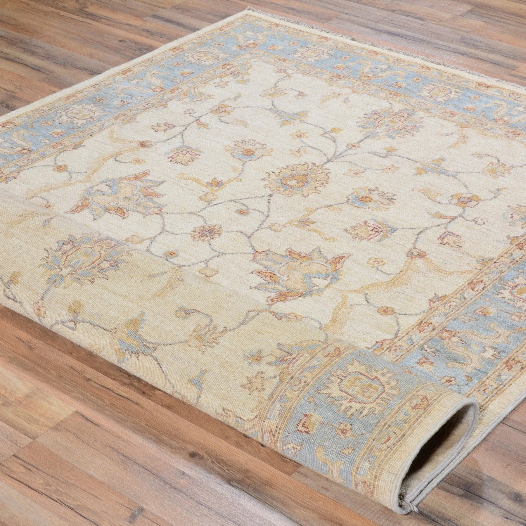 Hand-Knotted Fine Tribal Oushak Design Wool Rug (Size 5.0 X 6.8) Brral-3237
