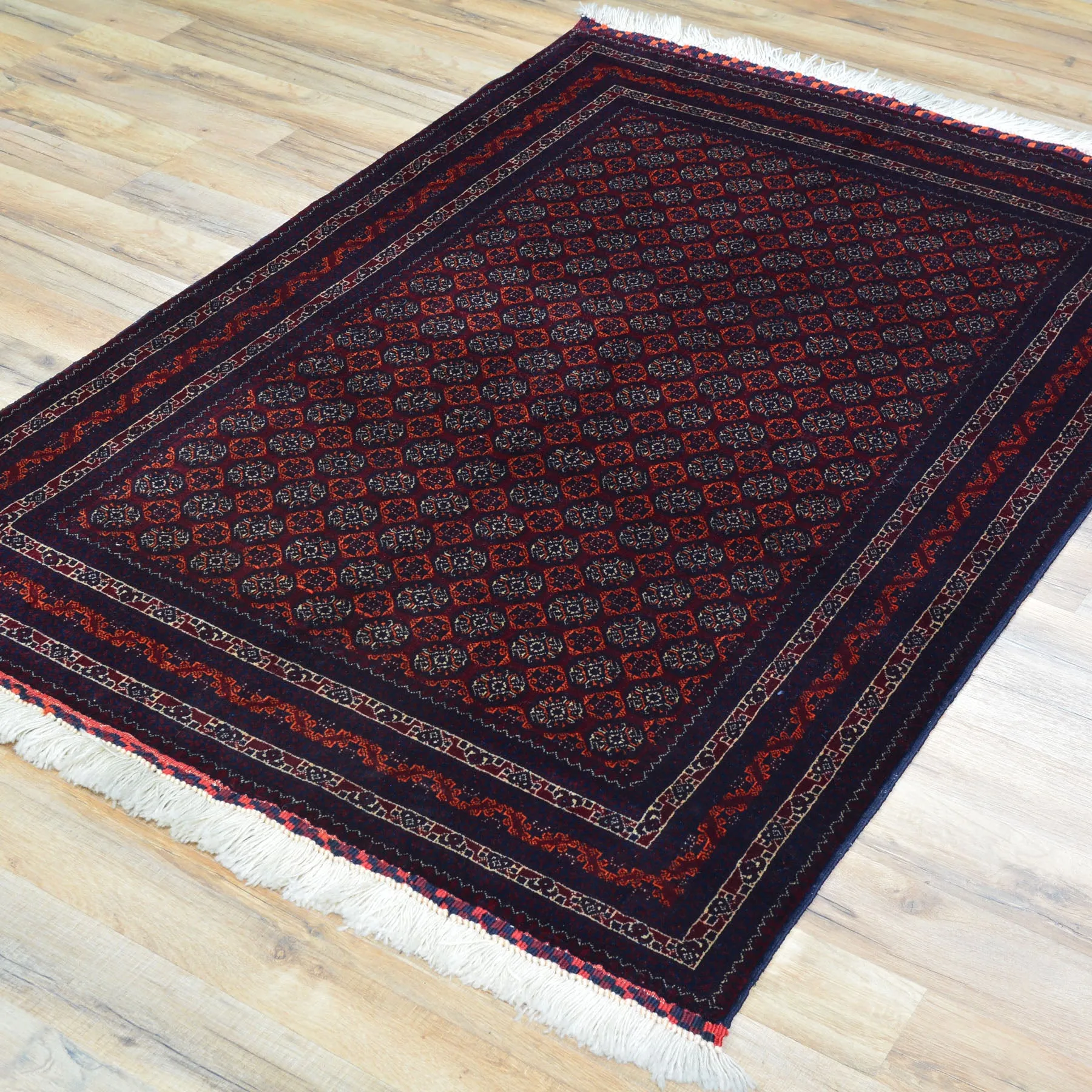 Hand-Knotted Fine Turkoman Bokhara Wool Handmade Rug (Size 3.4 X 5.0) Cwral-9711