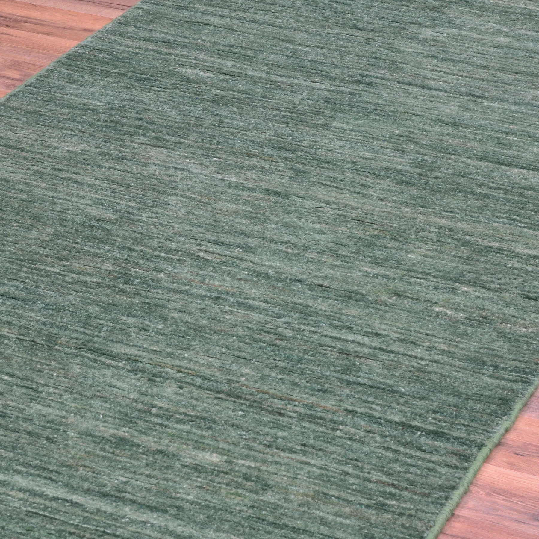 Hand-Knotted Green Contemporary Handmade Wool Rug (Size 2.8 X 10.2) Cwral-8763