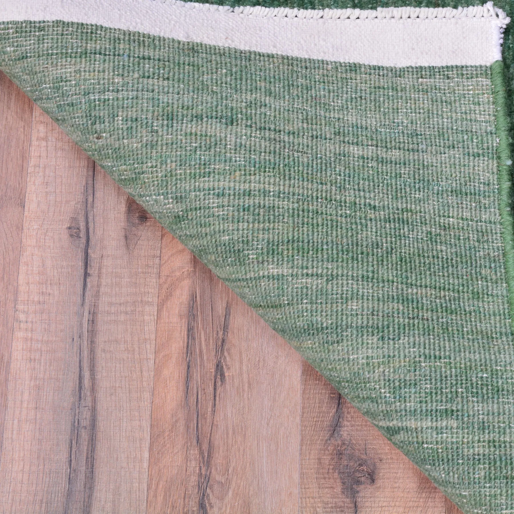 Hand-Knotted Green Contemporary Handmade Wool Rug (Size 2.8 X 10.2) Cwral-8763