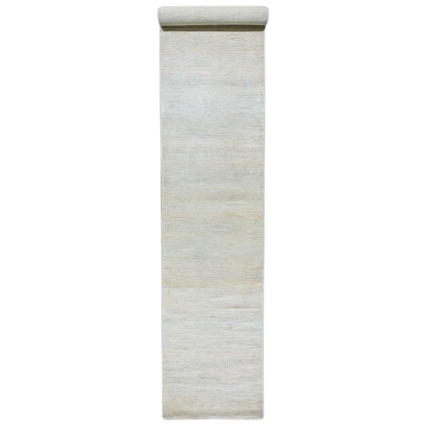 Hand-Knotted Grey Modern Design Handmade Wool Rug (Size 2.6 X 14.5) Cwral-7260