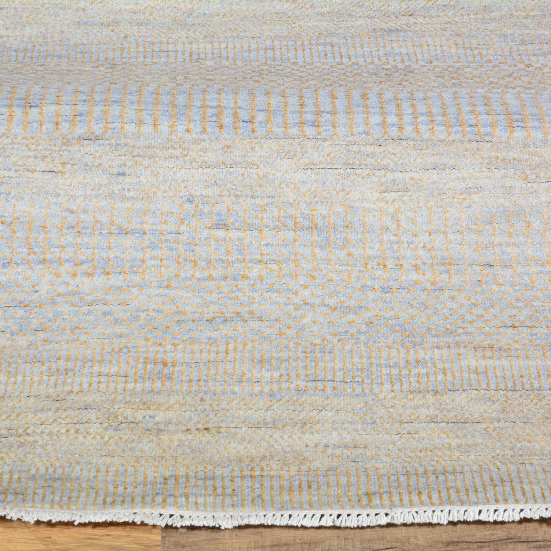 Hand-Knotted Grey Modern Design Handmade Wool Rug (Size 2.6 X 14.5) Cwral-7260