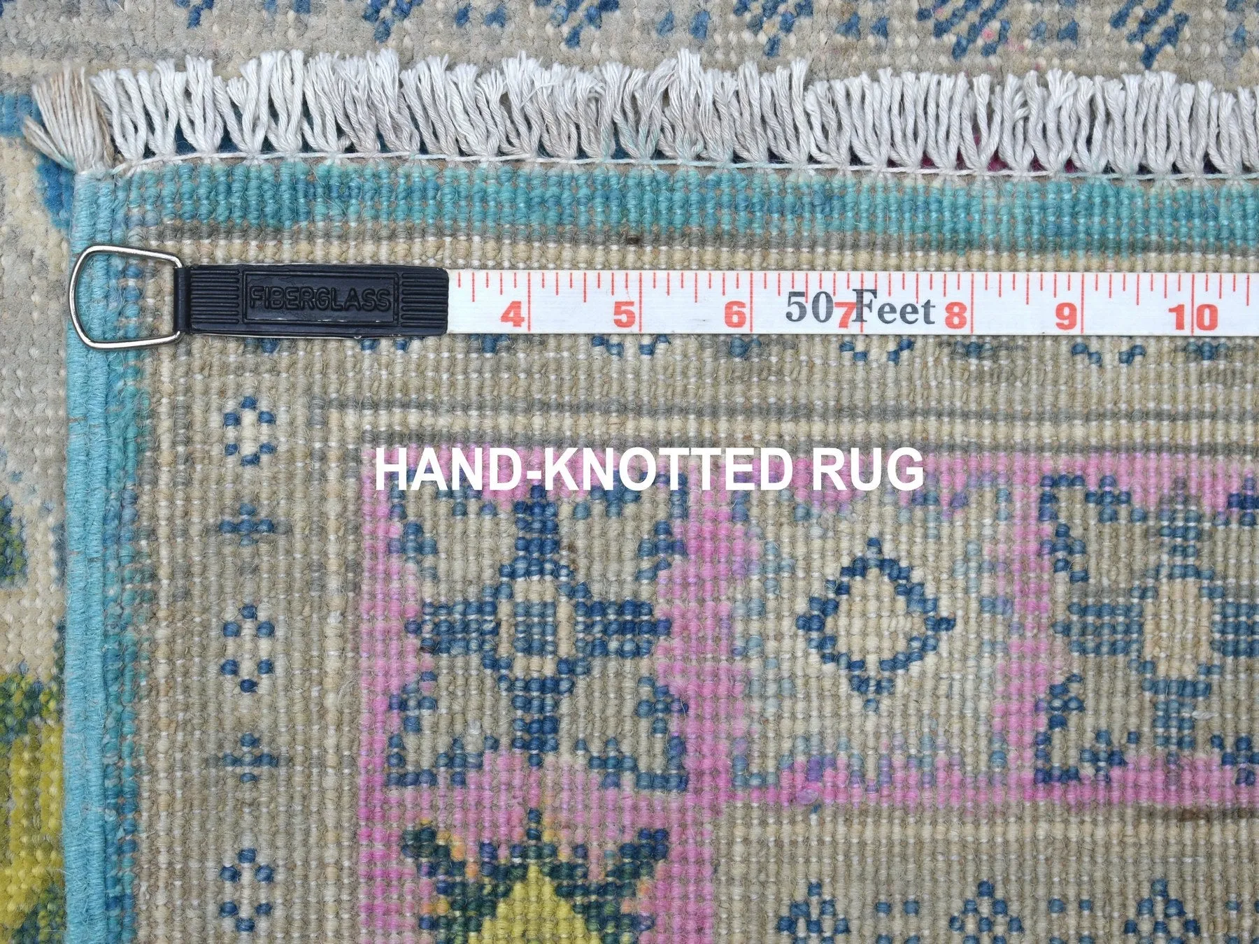 Hand-Knotted Handmade Colorful Geometric Design Wool Rug (Size 2.7 X 9.8) Cwral-7386