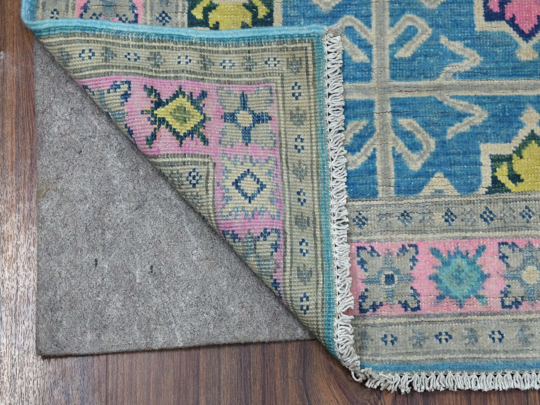 Hand-Knotted Handmade Colorful Geometric Design Wool Rug (Size 2.7 X 9.8) Cwral-7386