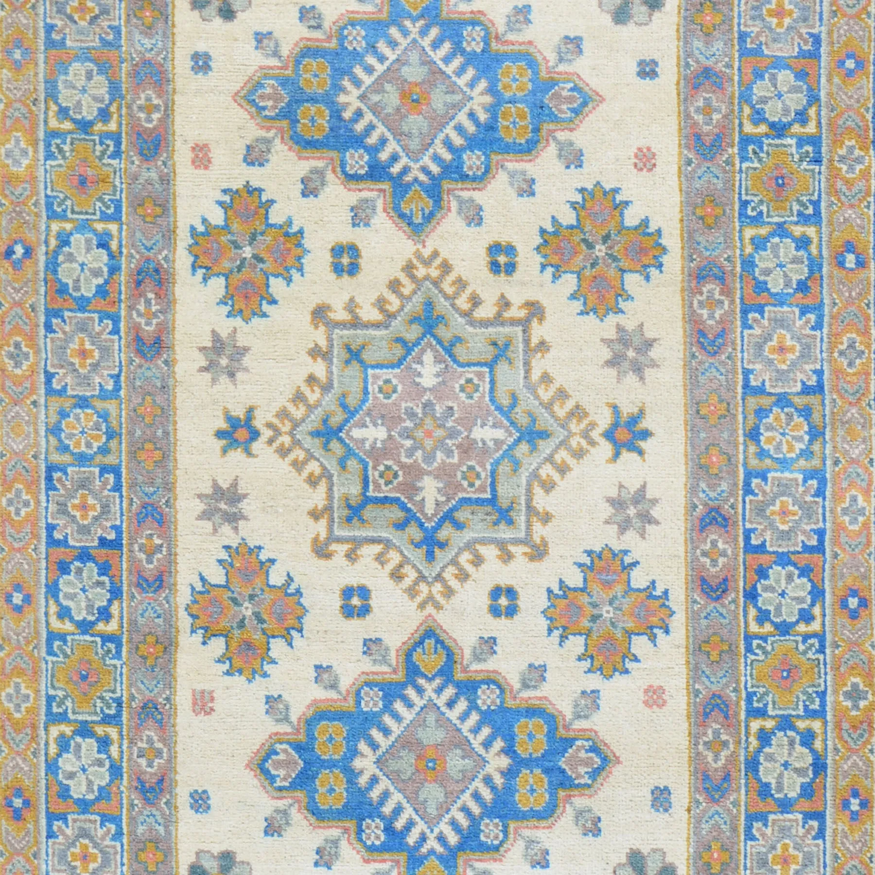 Hand-Knotted Handmade Colorful Geometric Design Wool Rug (Size 3.1 X 4.10) Cwral-10620