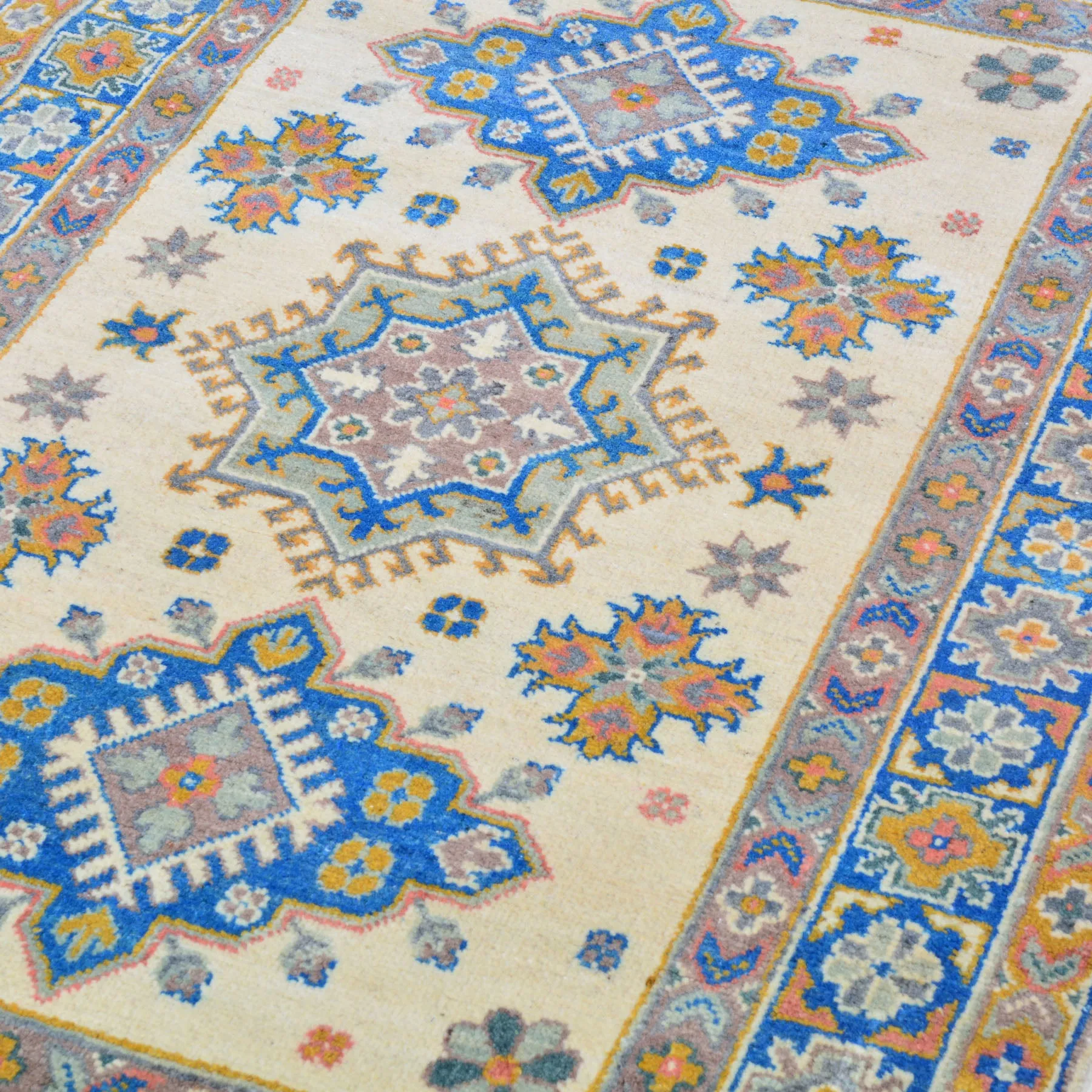 Hand-Knotted Handmade Colorful Geometric Design Wool Rug (Size 3.1 X 4.10) Cwral-10620