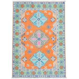 Hand-Knotted Handmade Geometric Design Wool Rug (Size 3.2 X 4.6) Cwral-7740