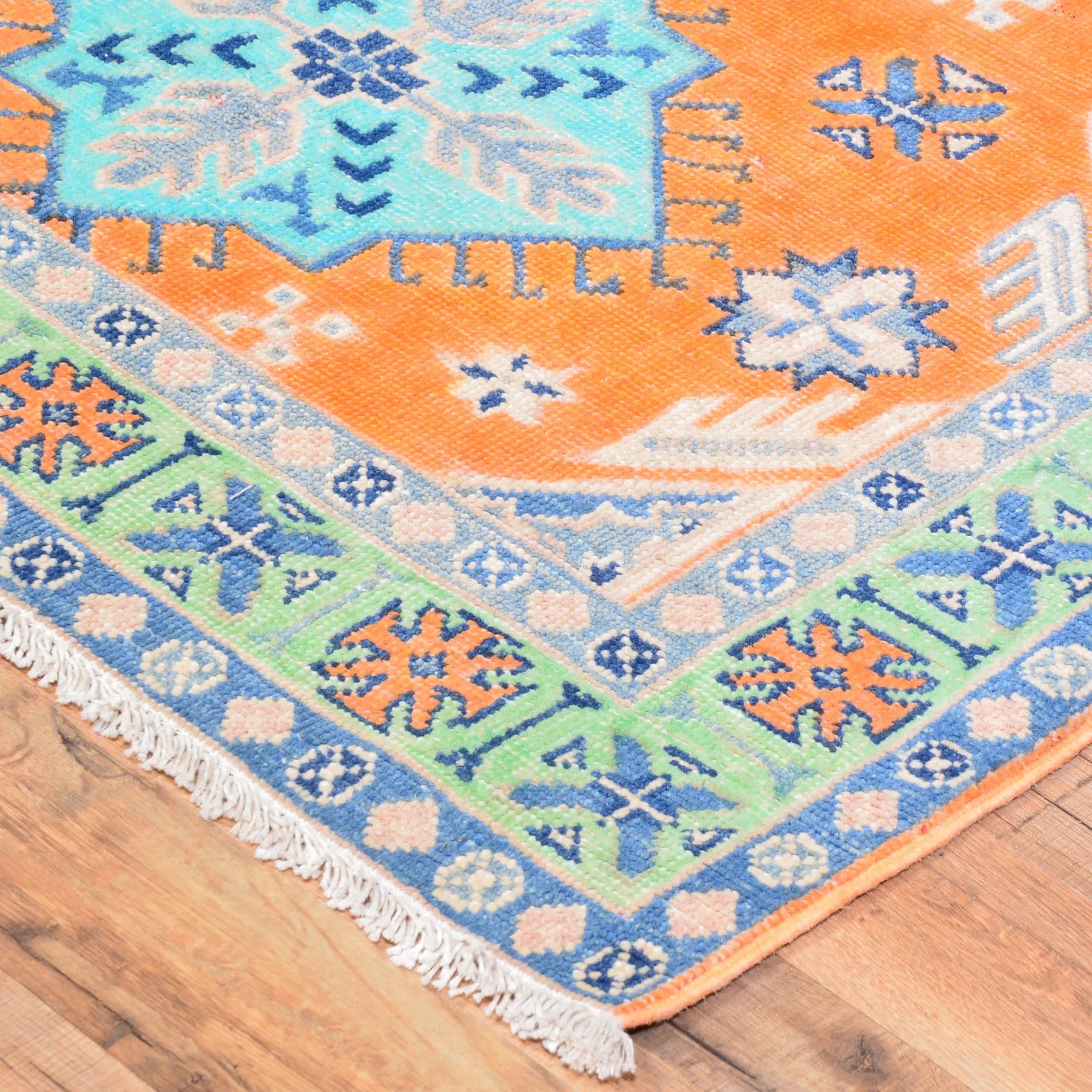 Hand-Knotted Handmade Geometric Design Wool Rug (Size 3.2 X 4.6) Cwral-7740