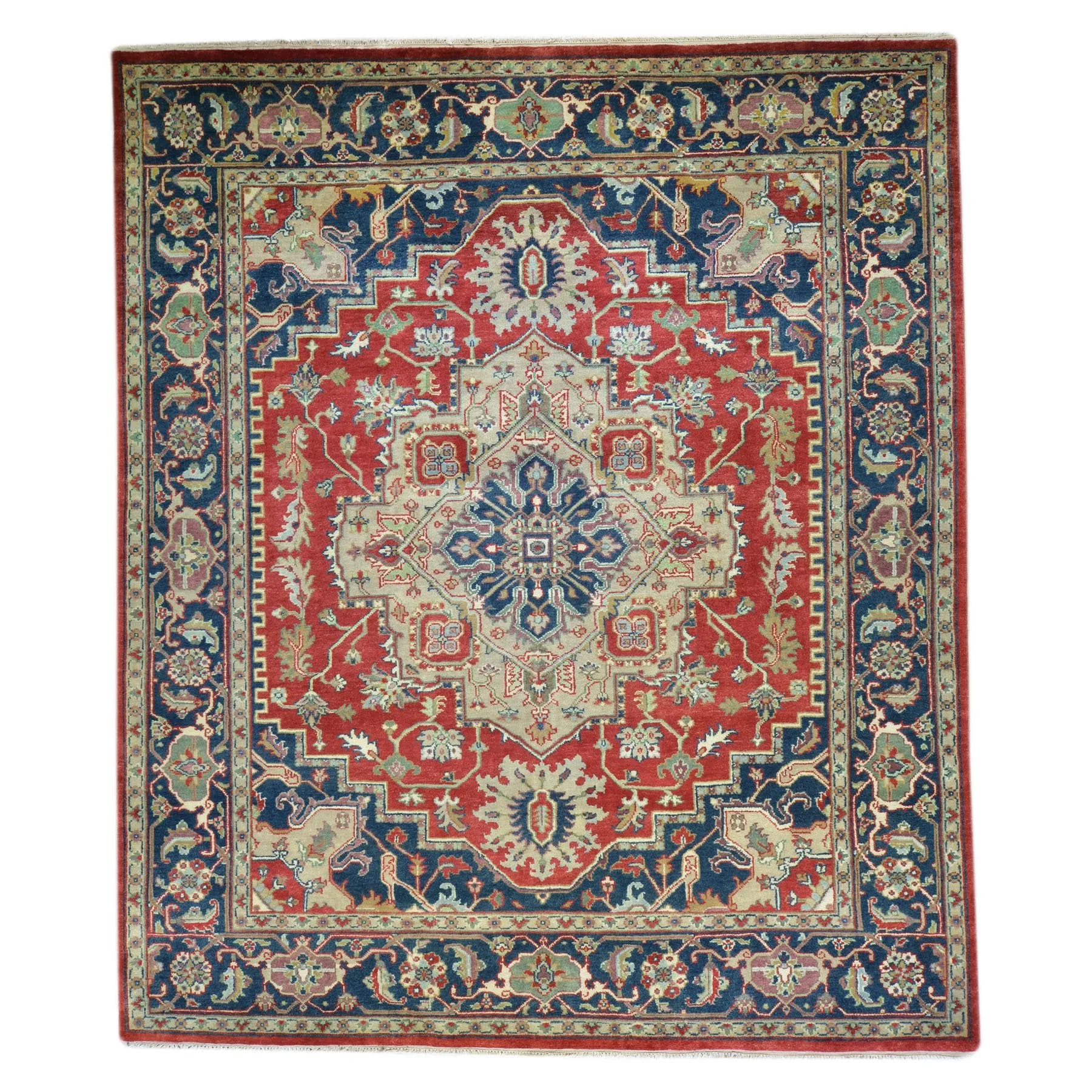 Hand-Knotted Heriz Serapi Design Wool Handmade Rug (Size 7.11 X 9.10) Brral-1101