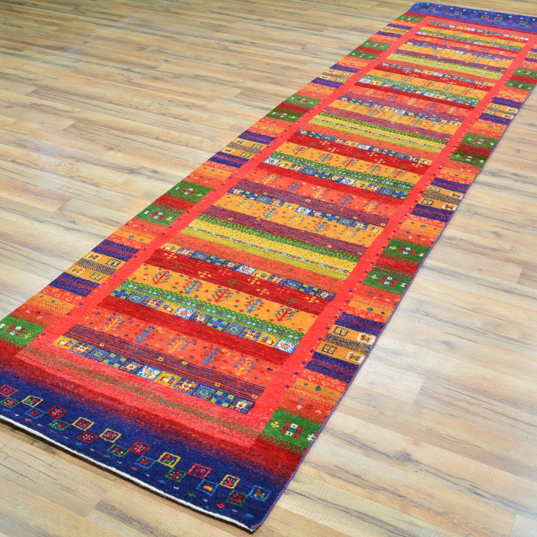 Hand-Knotted Kashkuli Modern Gabbeh Handmade 100% Wool Rug (Size 2.8 X 11.6) Cwral-9474