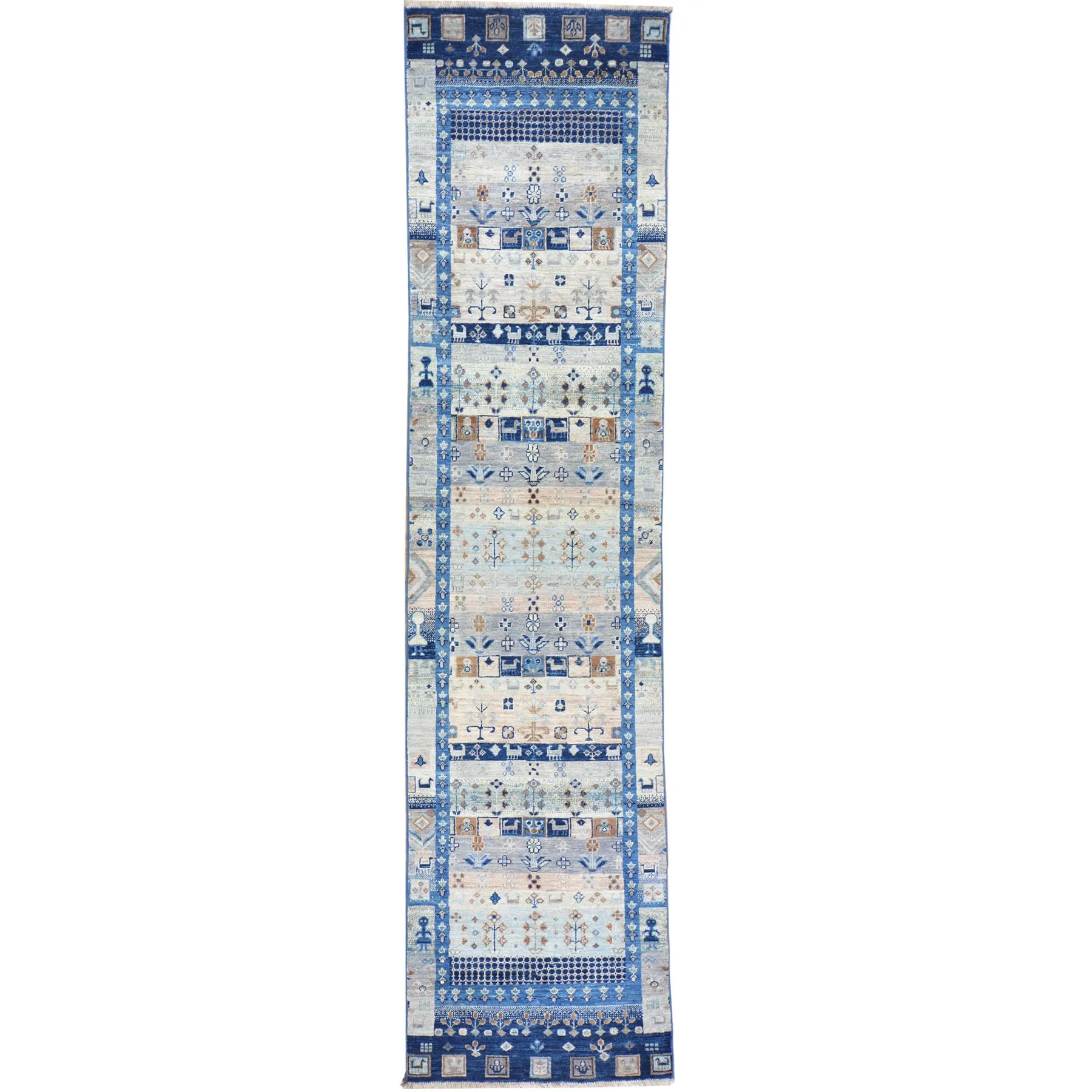 Hand-Knotted Kashkuli Tribal Design Wool Rug (Size 2.4 X 9.4) Cwral-7356