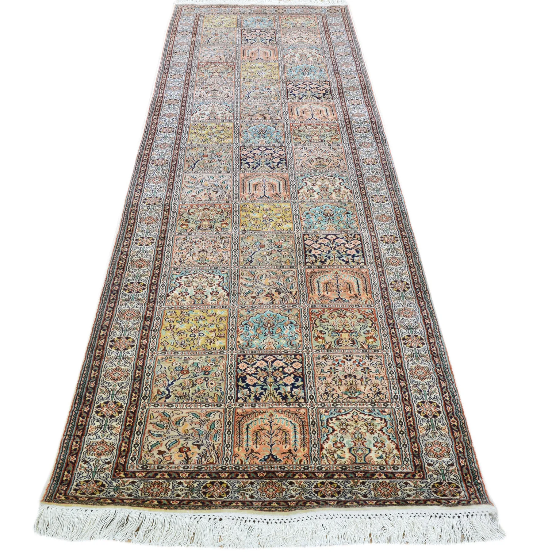 Hand-Knotted Kashmiri Silk Handmade Traditional Design Rug (Size 2.6 X 9.10) Cwral-9162