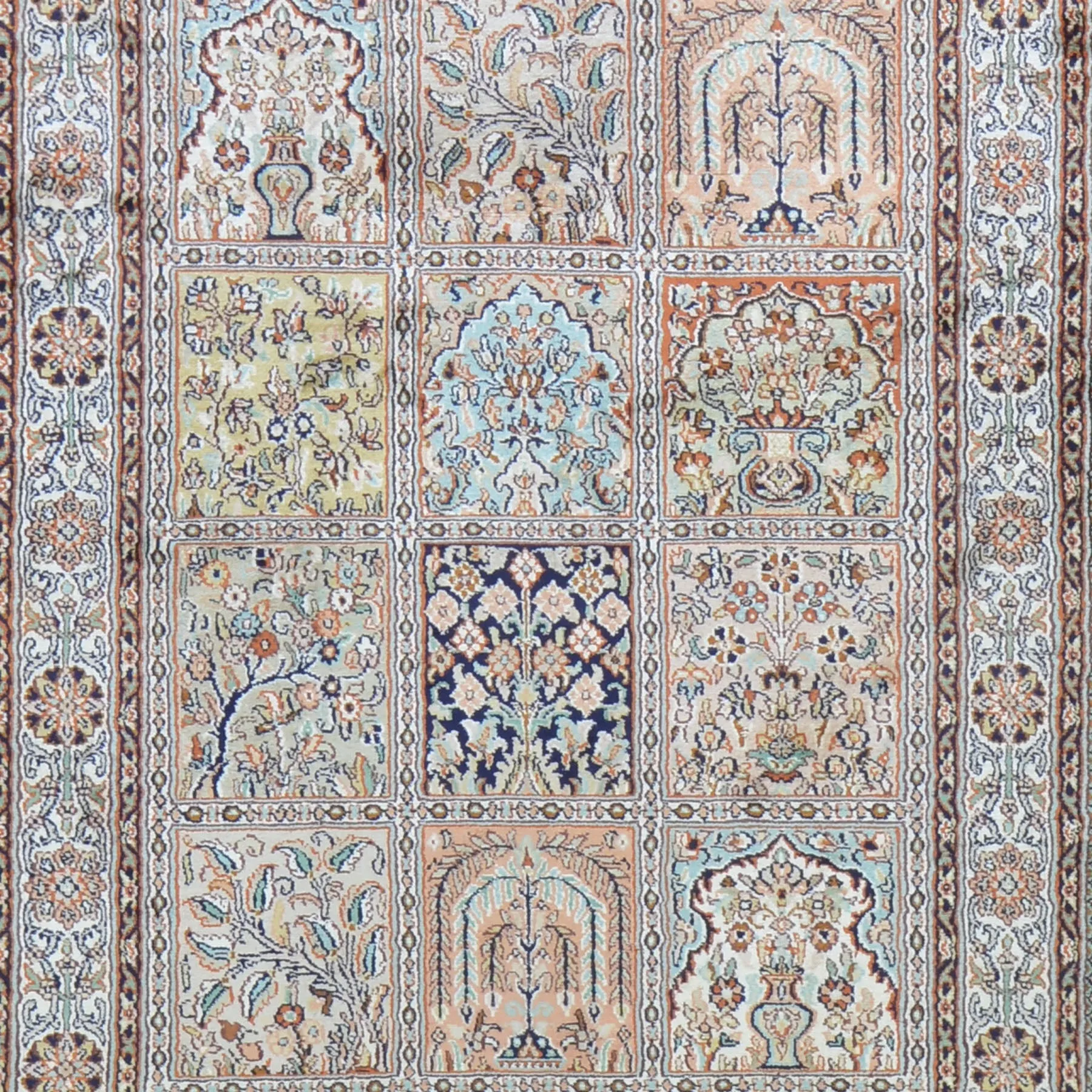 Hand-Knotted Kashmiri Silk Handmade Traditional Design Rug (Size 2.6 X 9.10) Cwral-9162