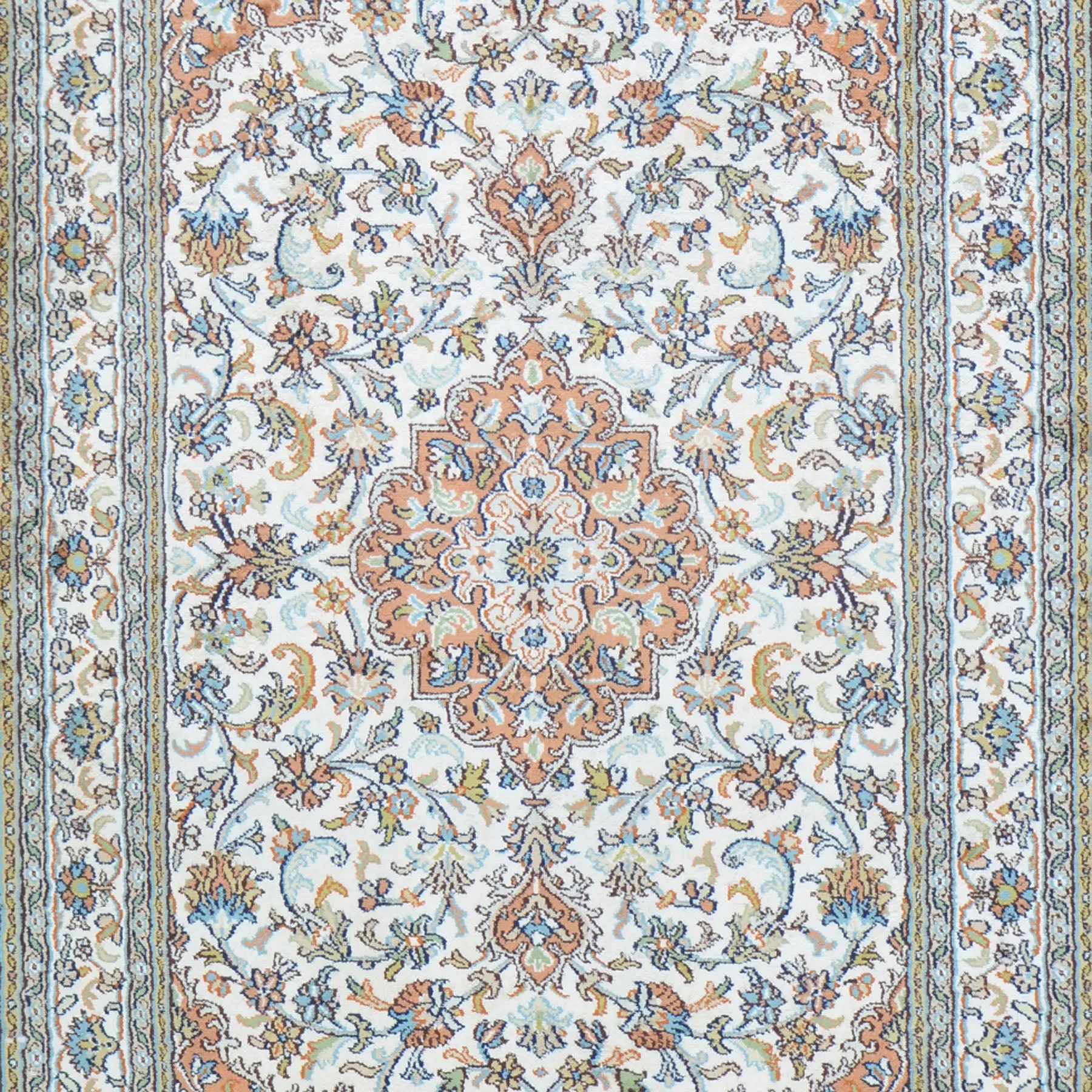 Hand-Knotted Kashmiri Silk Traditional Design Handmade Rug (Size 3.1 X 5.0) Cwral-11133