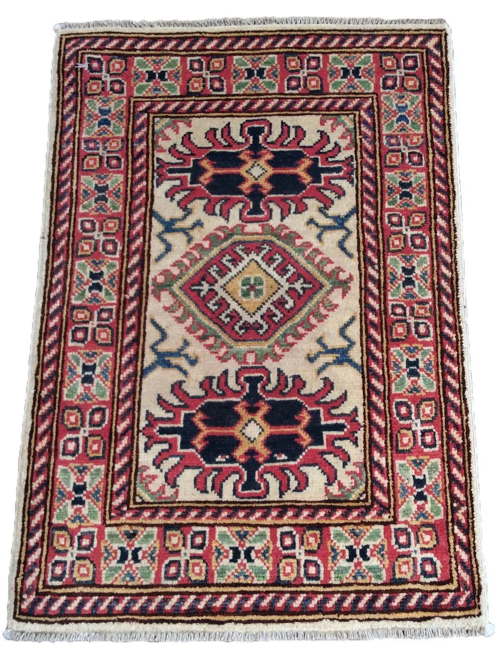Hand-Knotted Kazak Geometric Design Handmade Wool Rug (Size 2.0 X 2.10) Brrsf-993