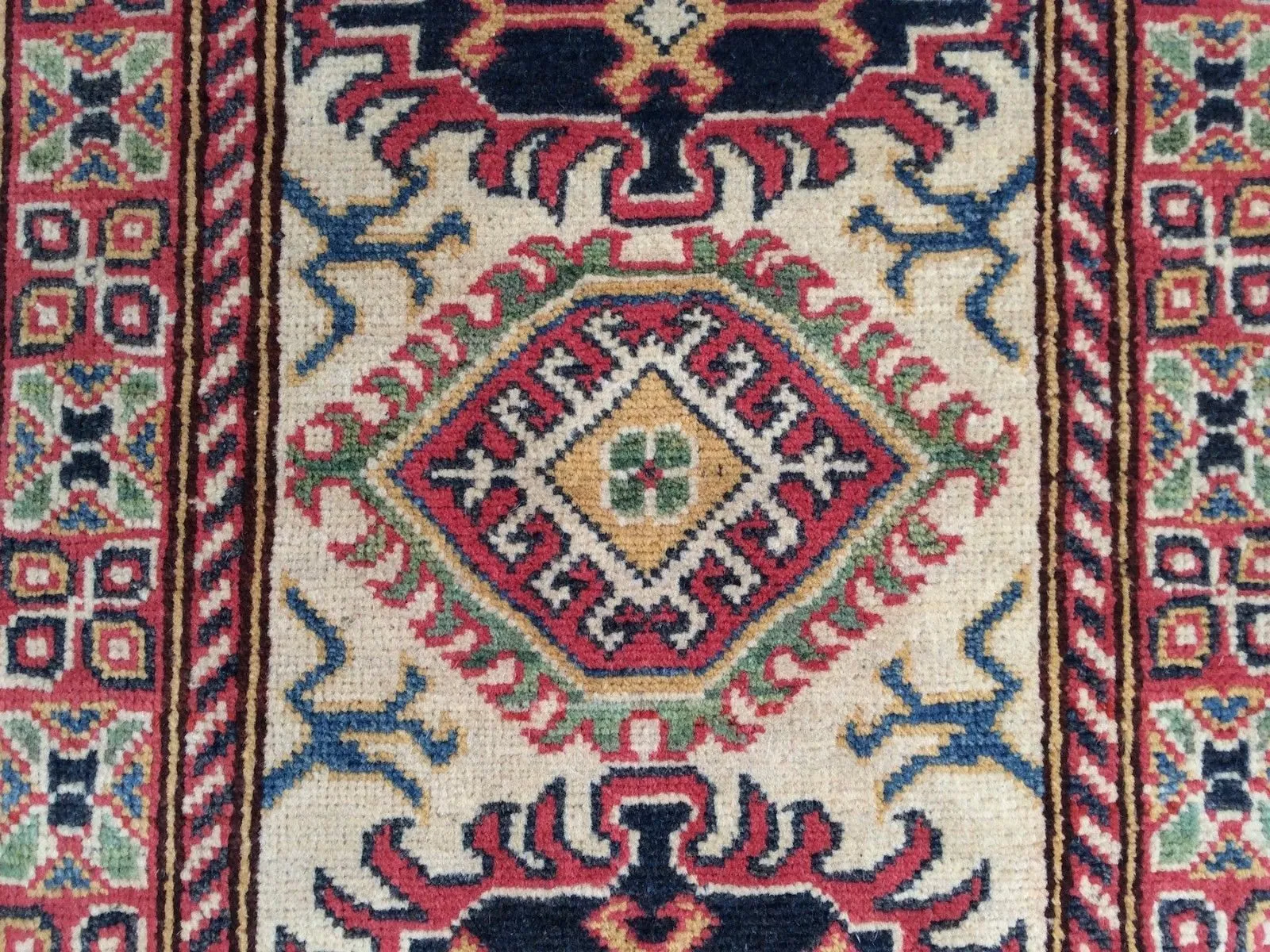 Hand-Knotted Kazak Geometric Design Handmade Wool Rug (Size 2.0 X 2.10) Brrsf-993