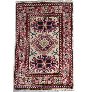Hand-Knotted Kazak Geometric Design Handmade Wool Rug (Size 2.0 X 2.10) Brrsf-993