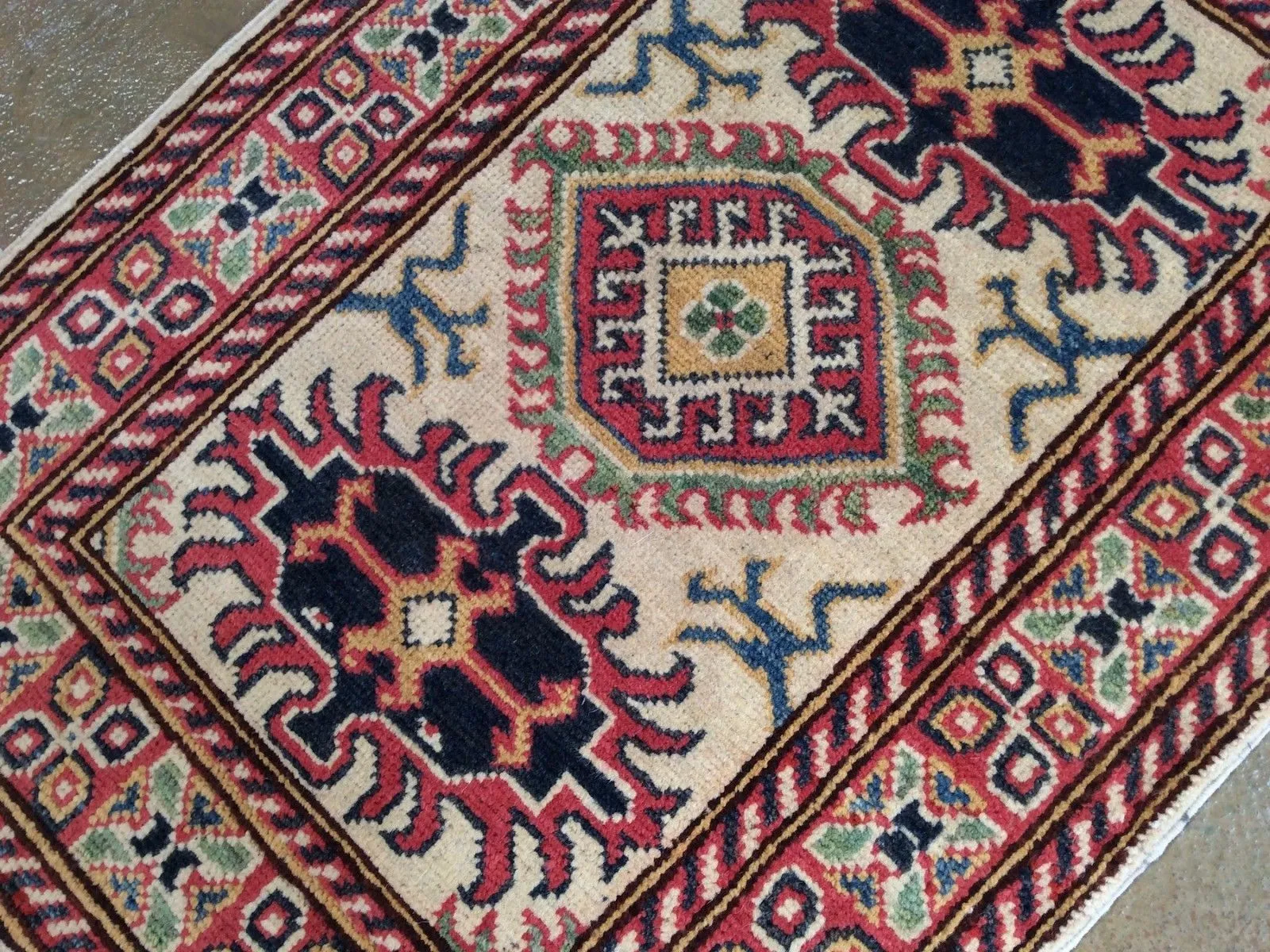 Hand-Knotted Kazak Geometric Design Handmade Wool Rug (Size 2.0 X 2.10) Brrsf-993