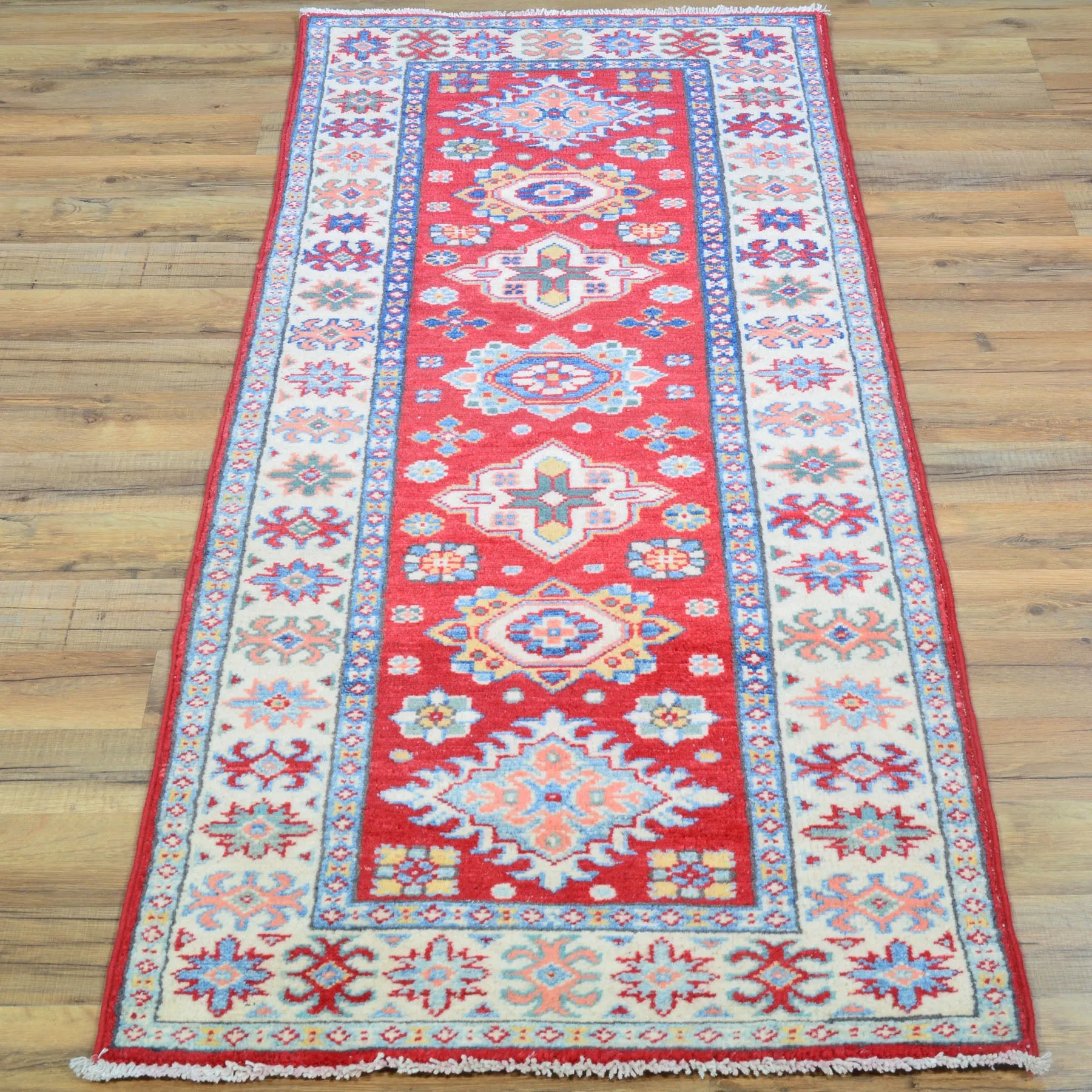 Hand-Knotted Kazak Tribal Design 100% Wool Handmade Rug (Size 2.1 X 5.5) Cwral-10626