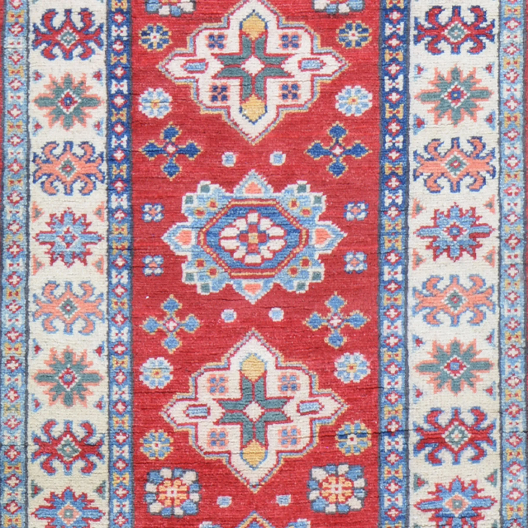 Hand-Knotted Kazak Tribal Design 100% Wool Handmade Rug (Size 2.1 X 5.5) Cwral-10626