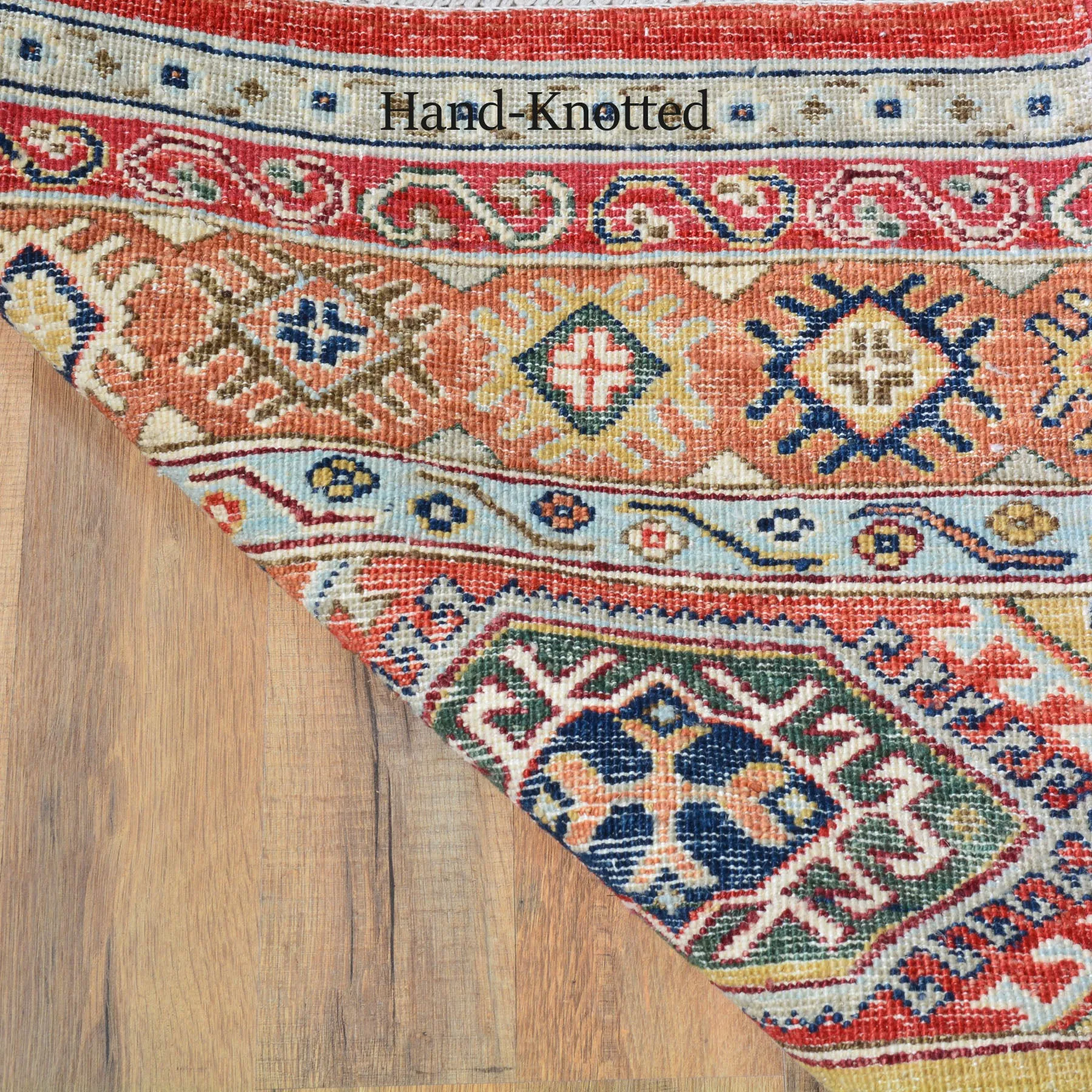 Hand-Knotted Khorjin Design Super Kazak Wool Rug (Size 10.3 X 13.9) Cwral-7215