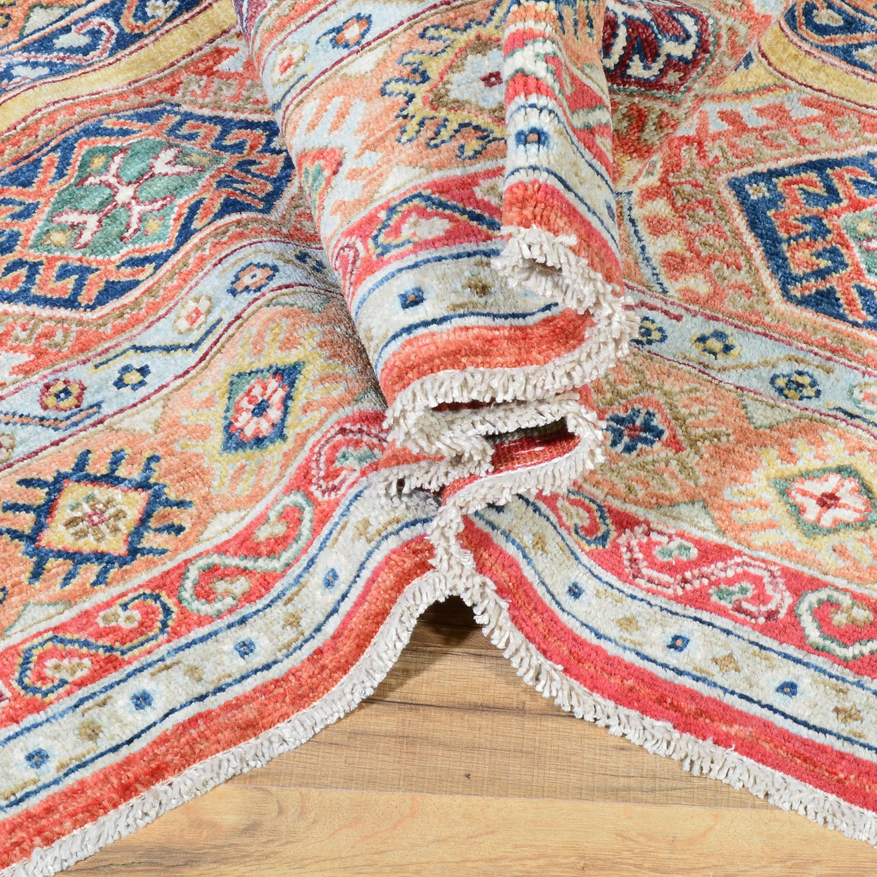 Hand-Knotted Khorjin Design Super Kazak Wool Rug (Size 10.3 X 13.9) Cwral-7215