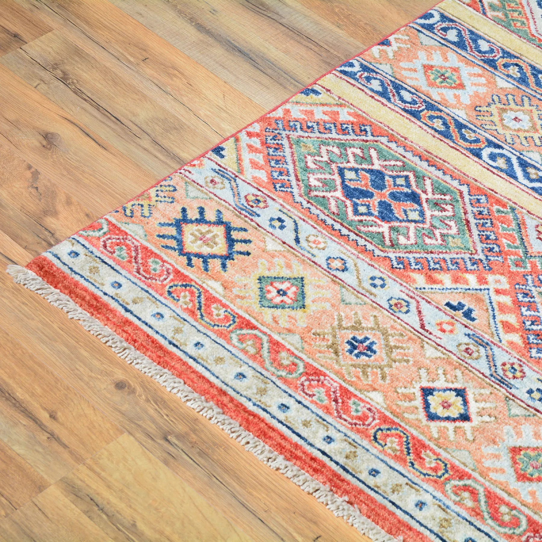 Hand-Knotted Khorjin Design Super Kazak Wool Rug (Size 10.3 X 13.9) Cwral-7215