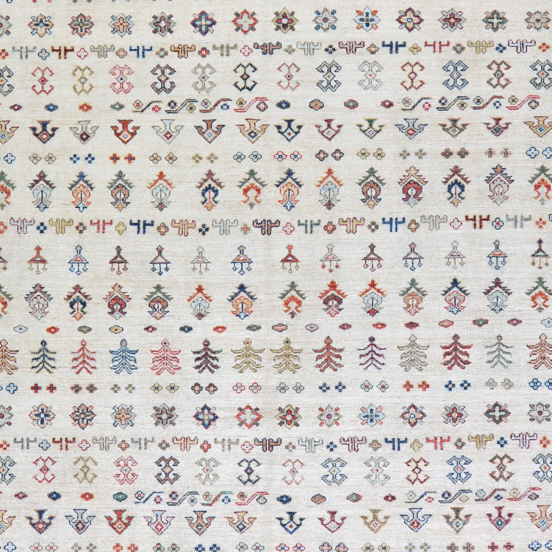 Hand-Knotted Khorjin Design Super Kazak Wool Rug (Size 10.3 X 13.9) Cwral-7215