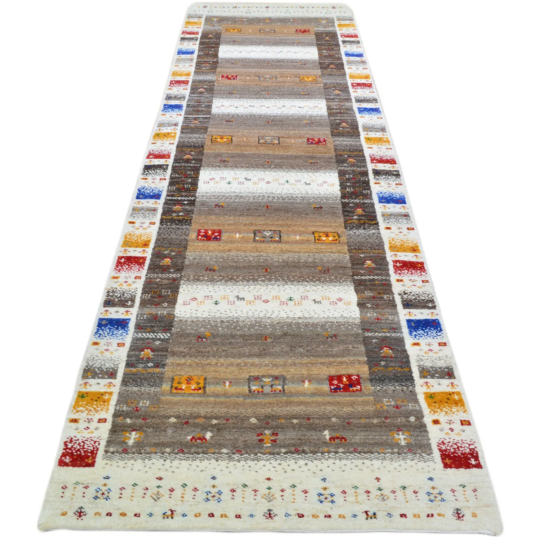 Hand-Knotted Modern Kashkuli Gabbeh Handmade 100% Wool Rug (Size 2.9 X 11.3) Cwral-9480