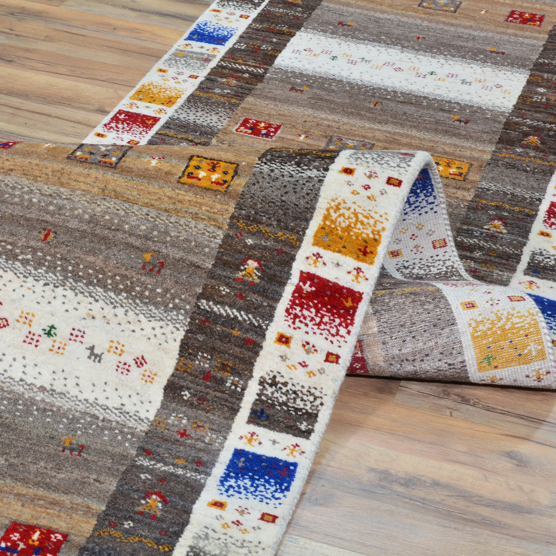 Hand-Knotted Modern Kashkuli Gabbeh Handmade 100% Wool Rug (Size 2.9 X 11.3) Cwral-9480