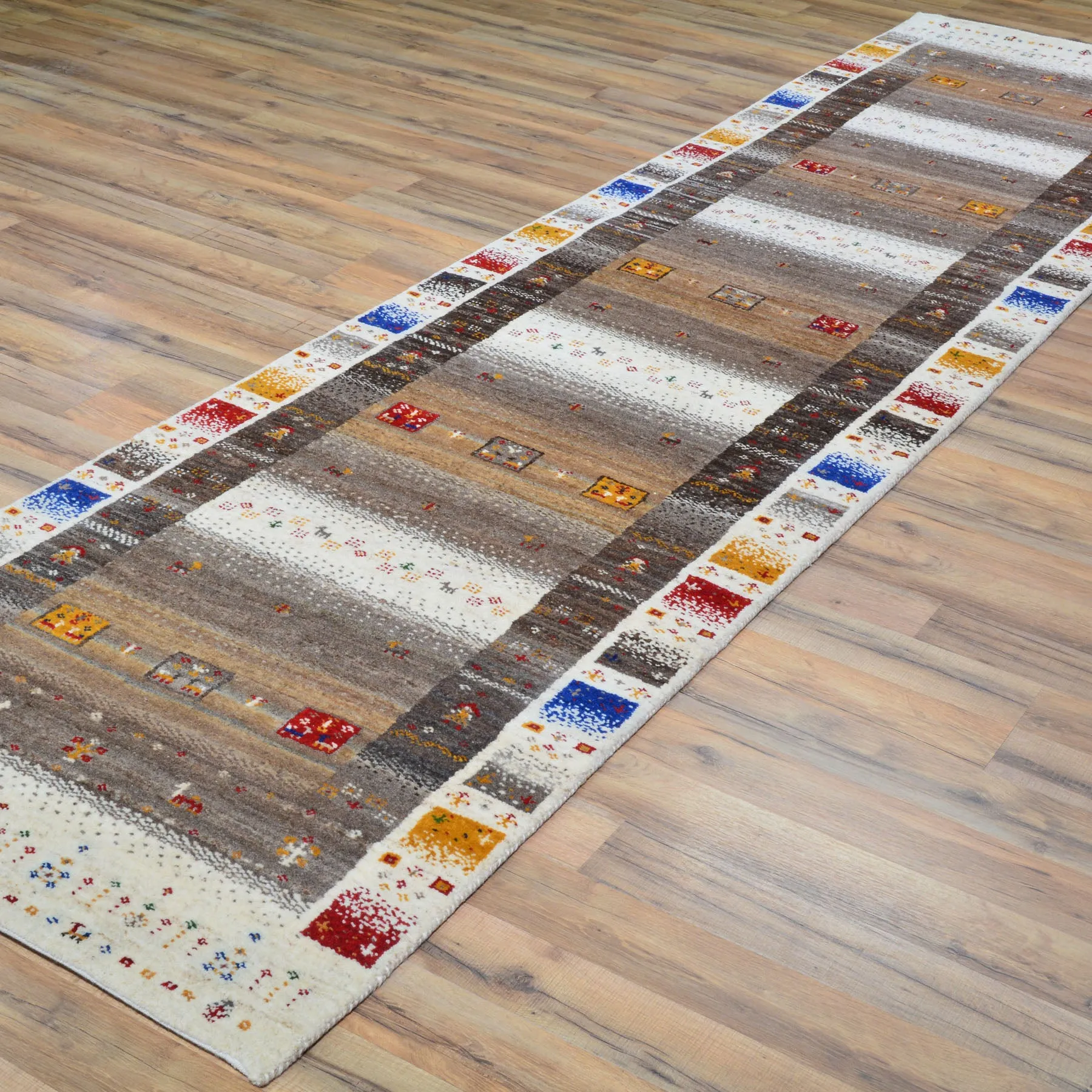 Hand-Knotted Modern Kashkuli Gabbeh Handmade 100% Wool Rug (Size 2.9 X 11.3) Cwral-9480