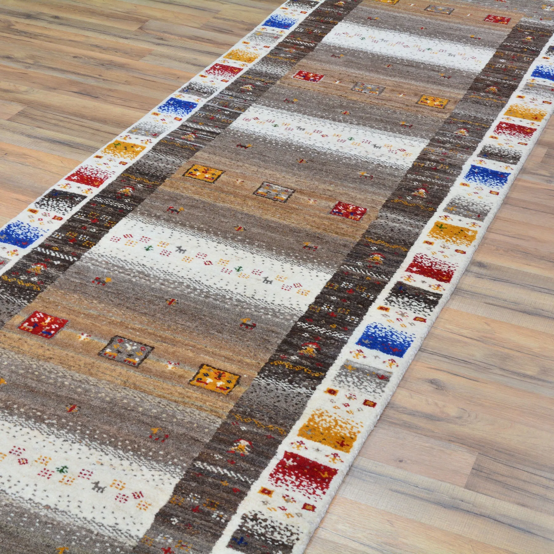 Hand-Knotted Modern Kashkuli Gabbeh Handmade 100% Wool Rug (Size 2.9 X 11.3) Cwral-9480