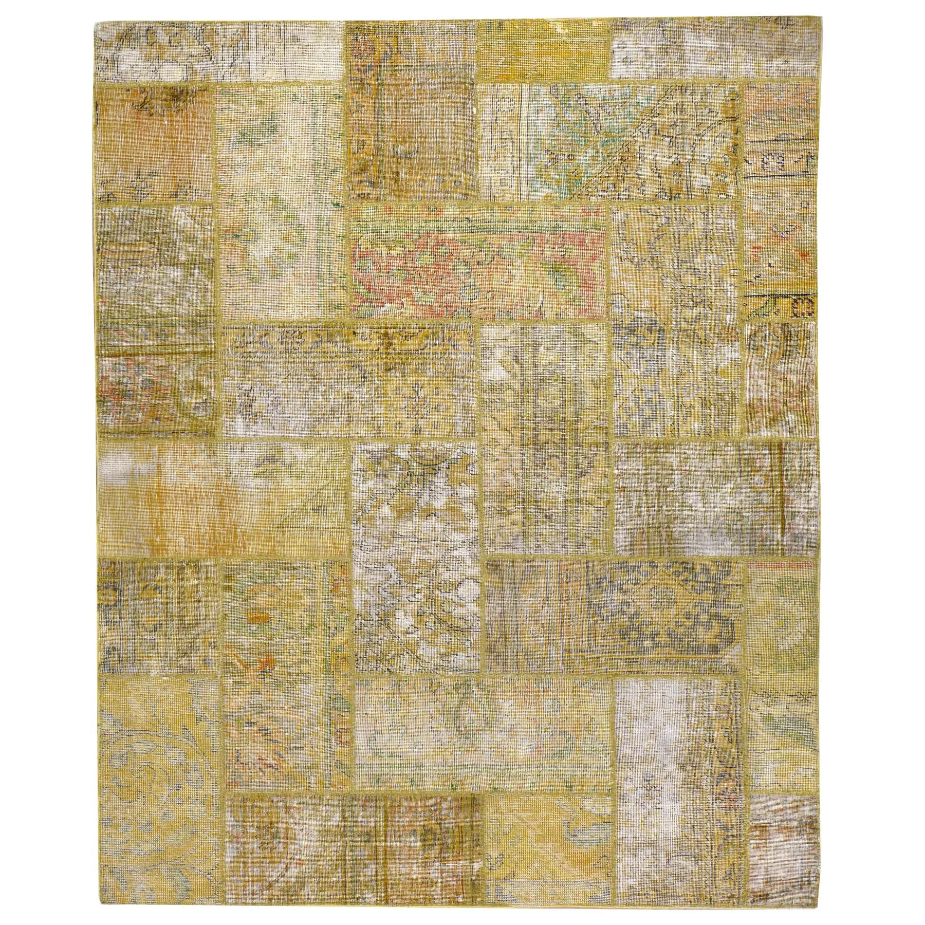 Hand-Knotted Modern Overdyed Patchwork Wool Handmade Rug (Size 5.1 X 6.11) Brral-738
