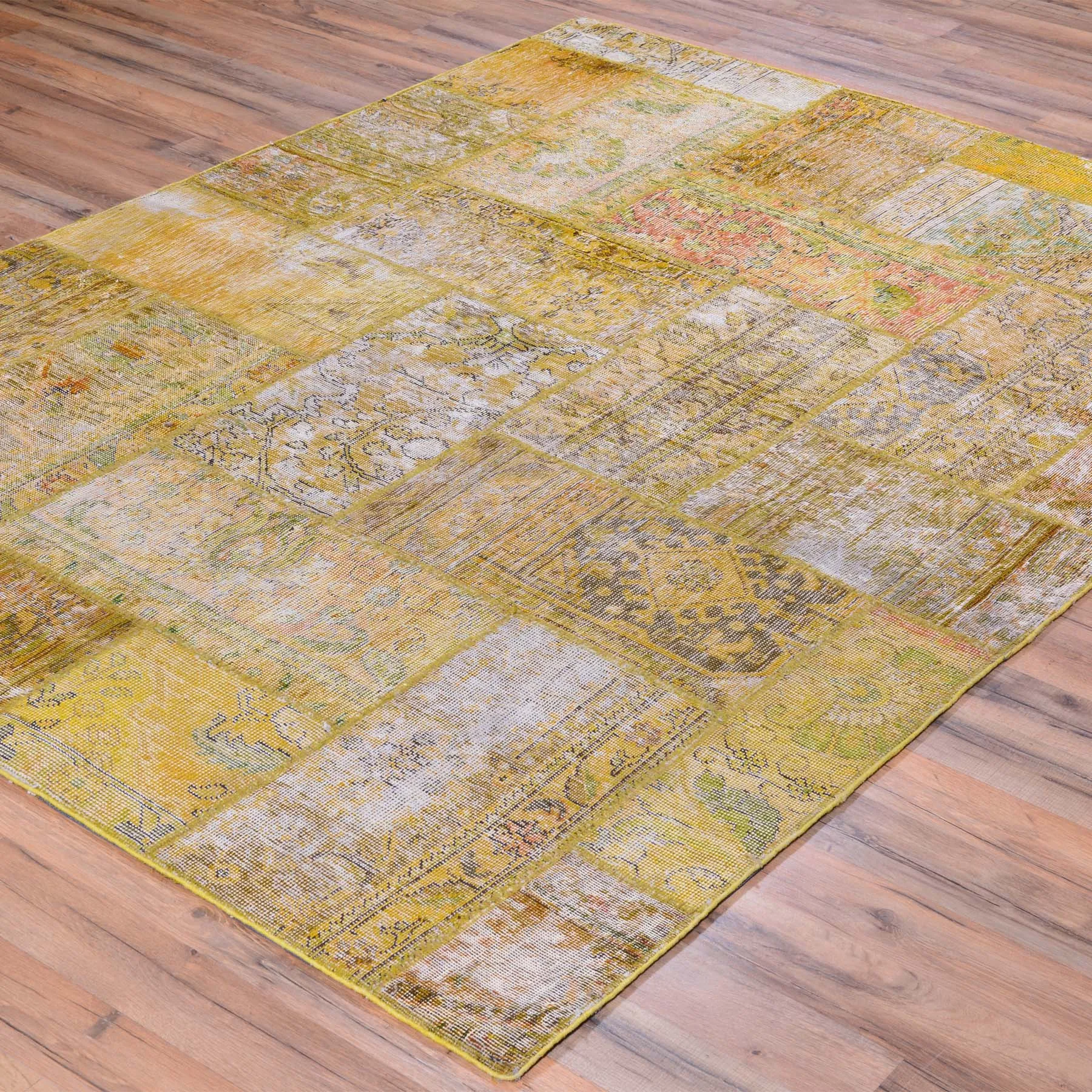 Hand-Knotted Modern Overdyed Patchwork Wool Handmade Rug (Size 5.1 X 6.11) Brral-738