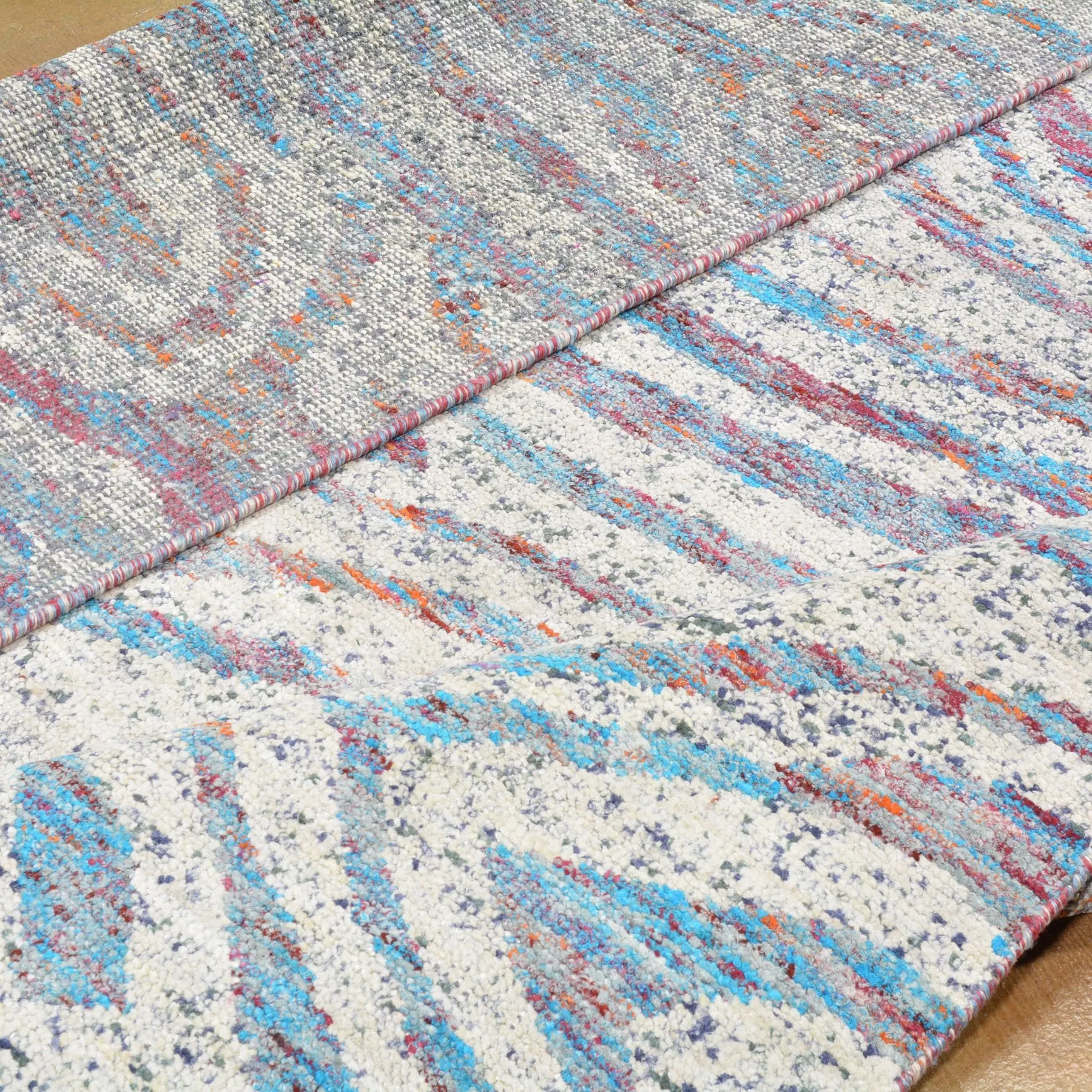 Hand-Knotted Modern Sari Silk Handmade Rug (Size 8.0 X 10.0) Brrsf-6117