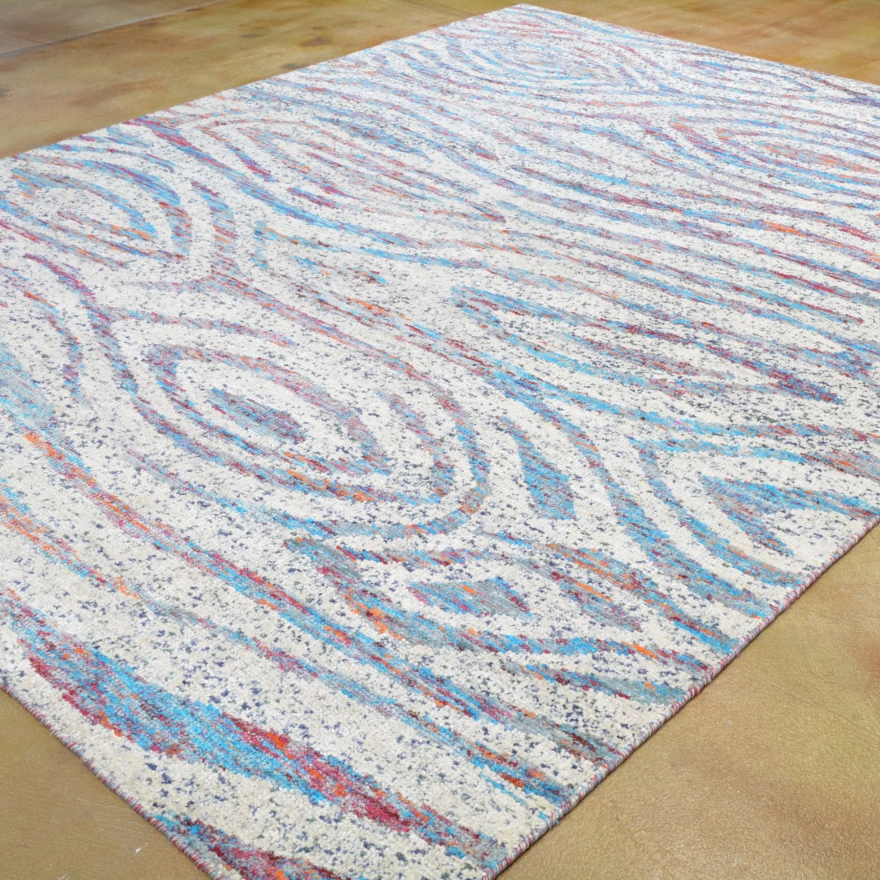 Hand-Knotted Modern Sari Silk Handmade Rug (Size 8.0 X 10.0) Brrsf-6117