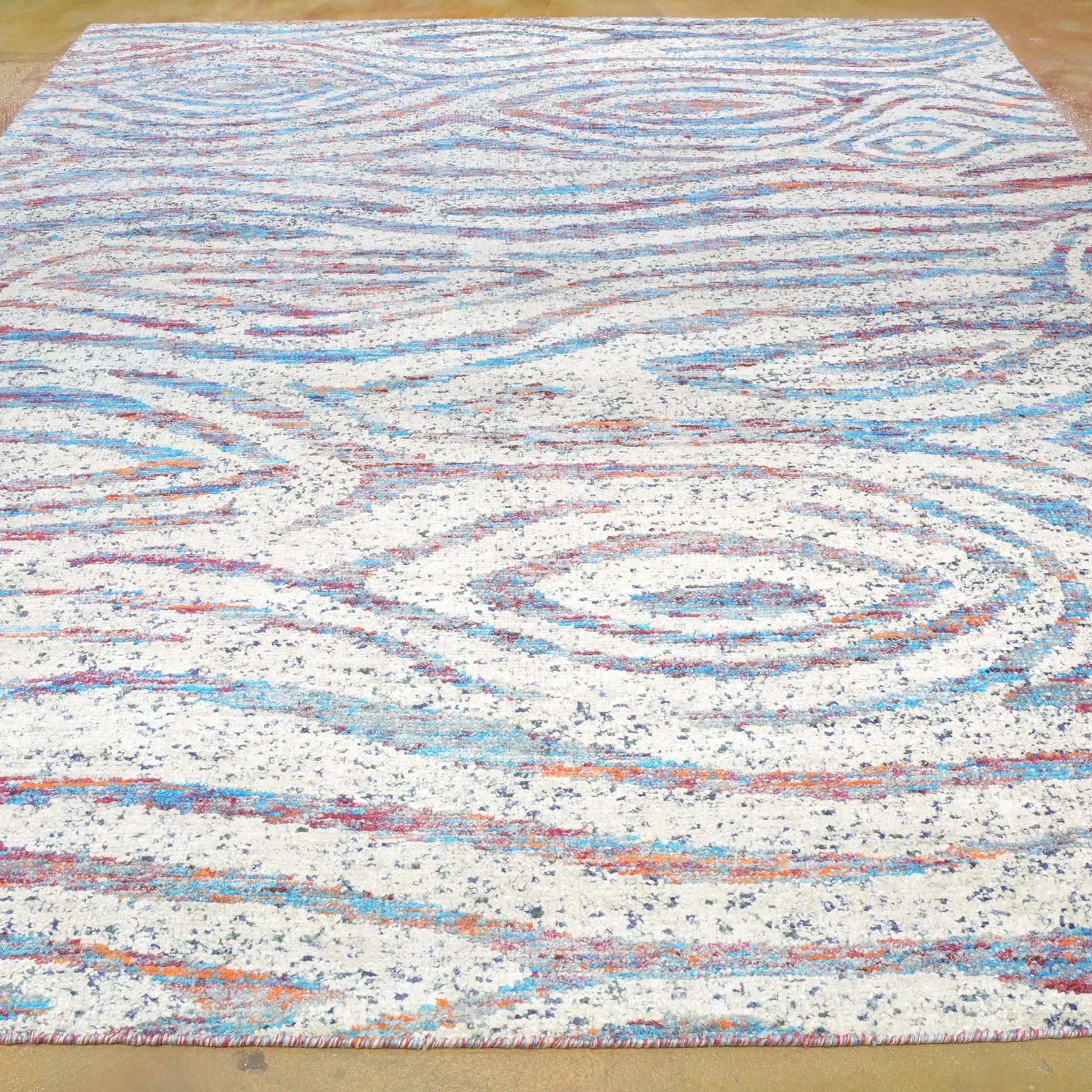 Hand-Knotted Modern Sari Silk Handmade Rug (Size 8.0 X 10.0) Brrsf-6117